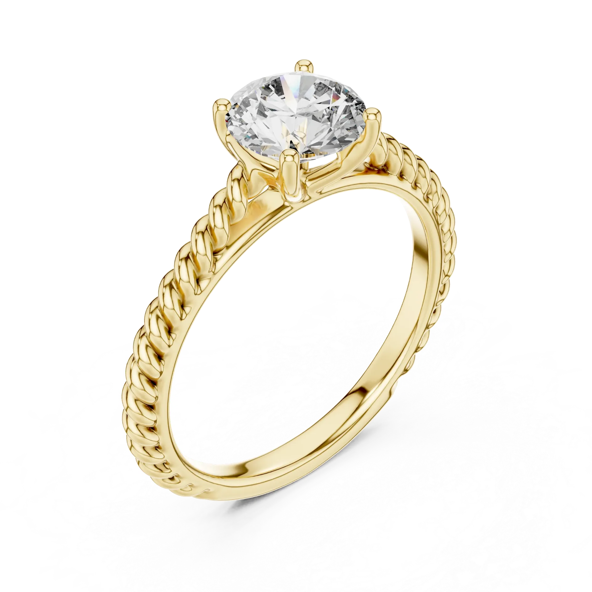 Twisted Rope Solitaire Ring (Yellow)