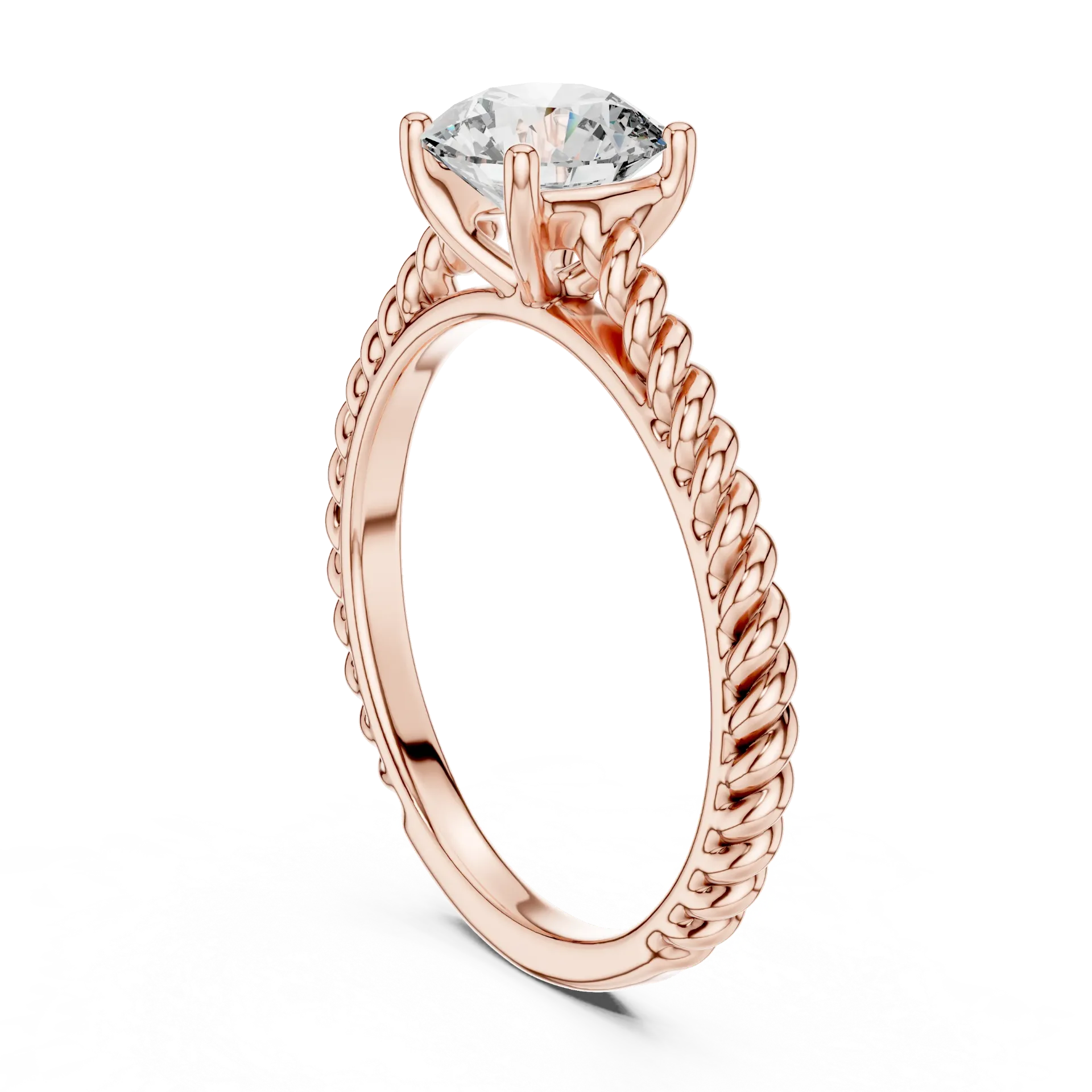 Twisted Rope Solitaire Ring