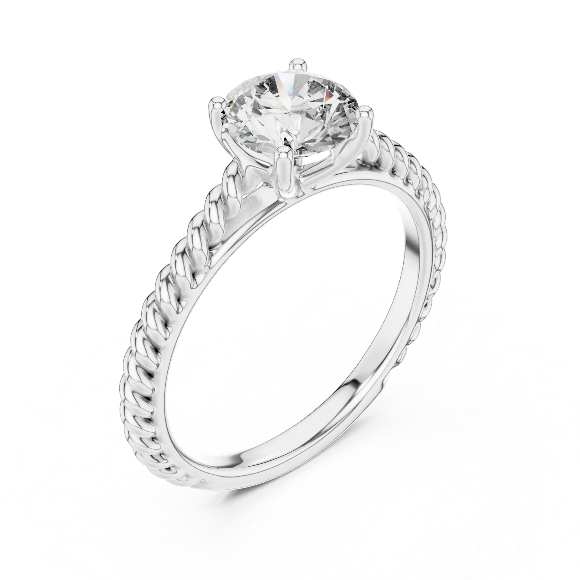 Twisted Rope Solitaire Ring