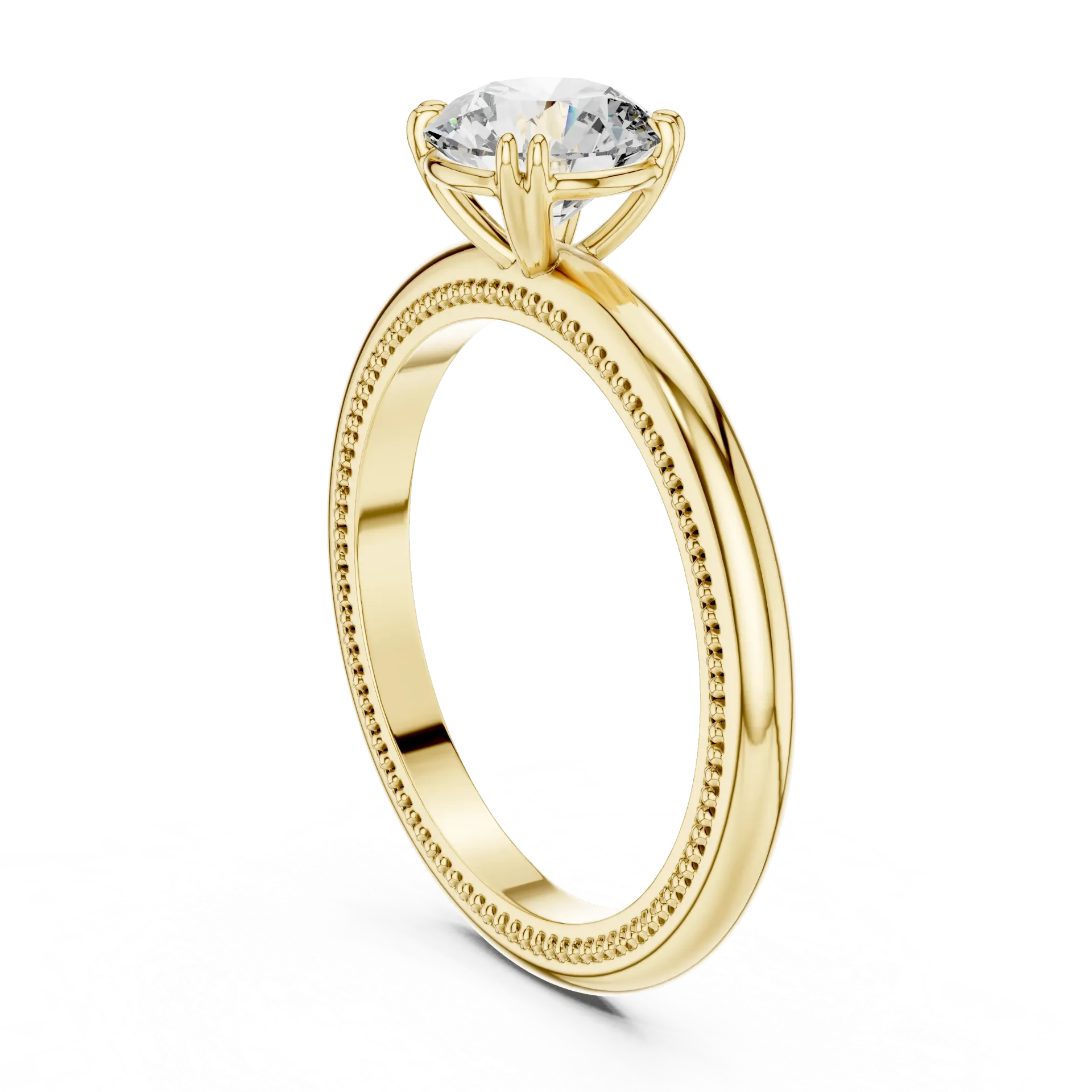 Vintage Round 4 Prong Solitaire Ring (Yellow)