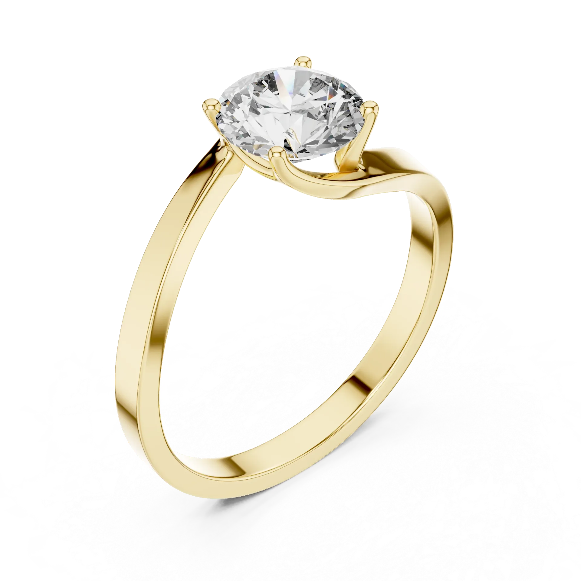 Twist Round Solitaire Ring (Yellow)