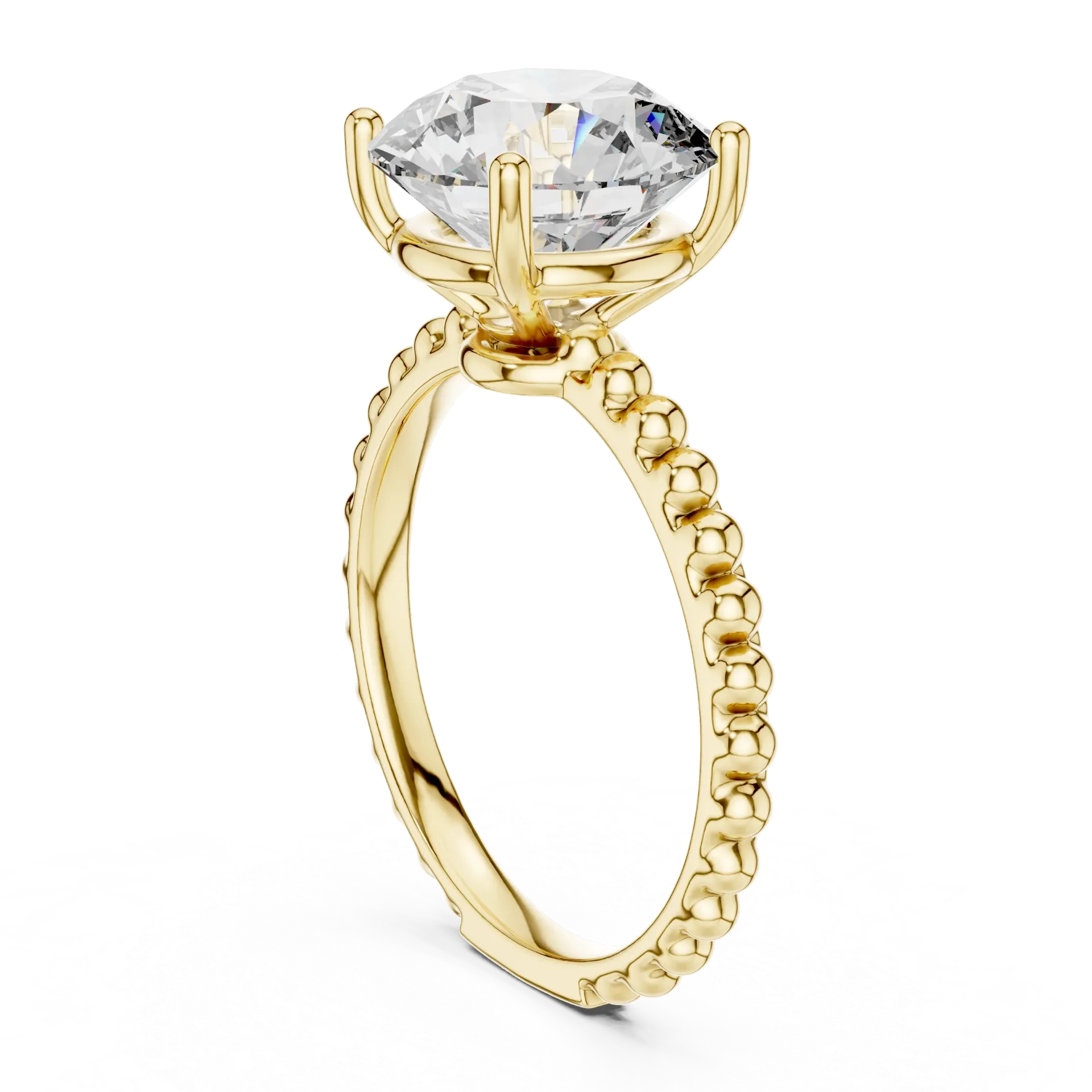 3ct Beaded Solitaire Ring (Yellow)