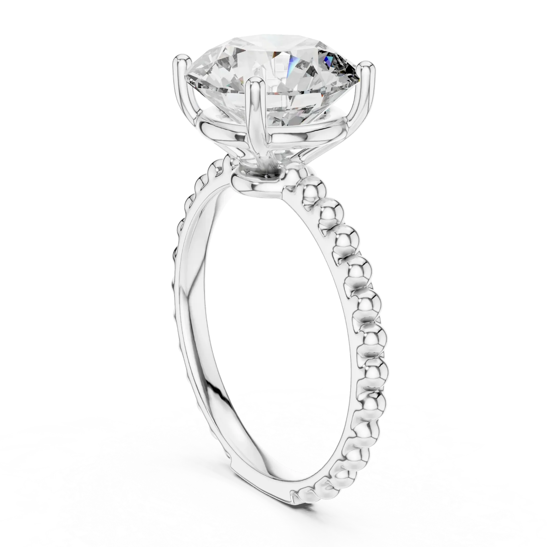 3ct Beaded Solitaire Ring