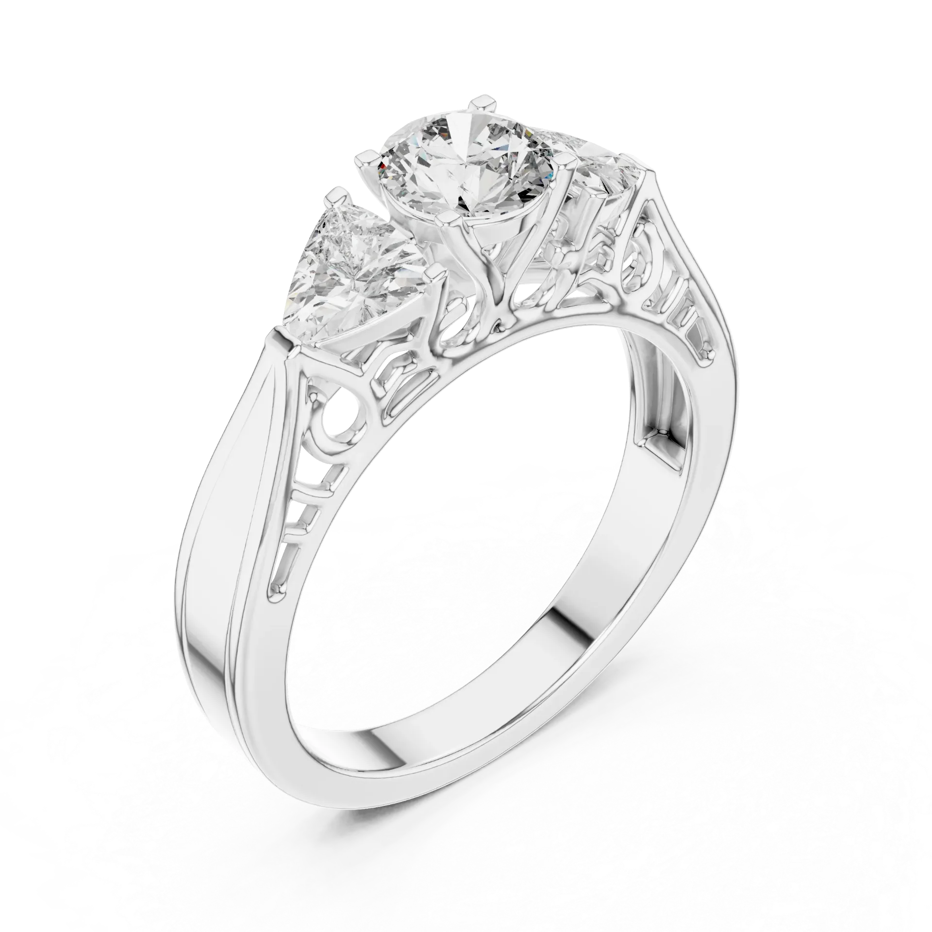 Round & Heart Shape Trilogy Ring