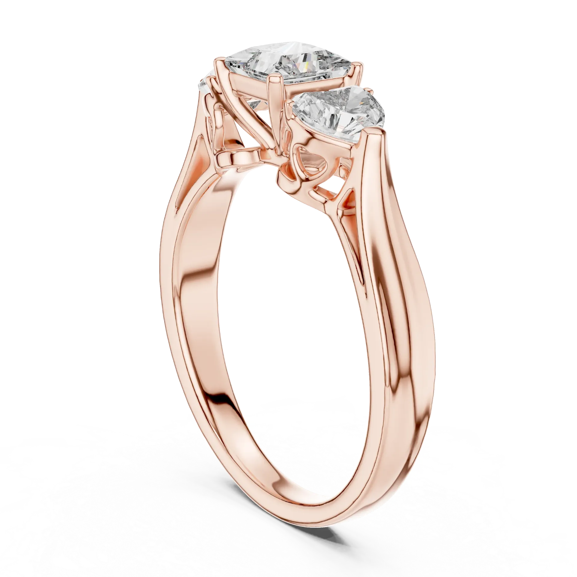 Princess and Heart Shape Diamond Trilogy Ring