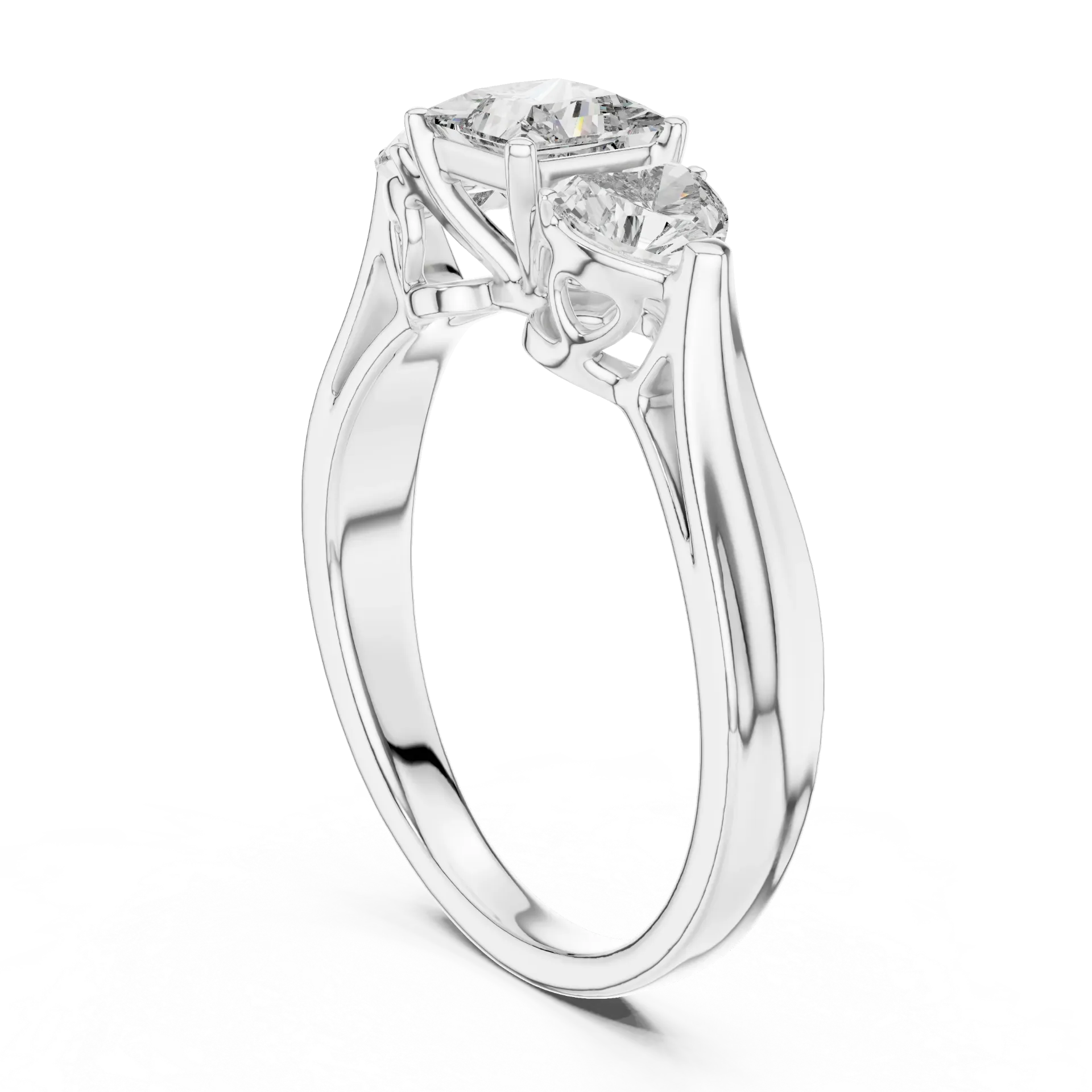 Princess and Heart Shape Diamond Trilogy Ring