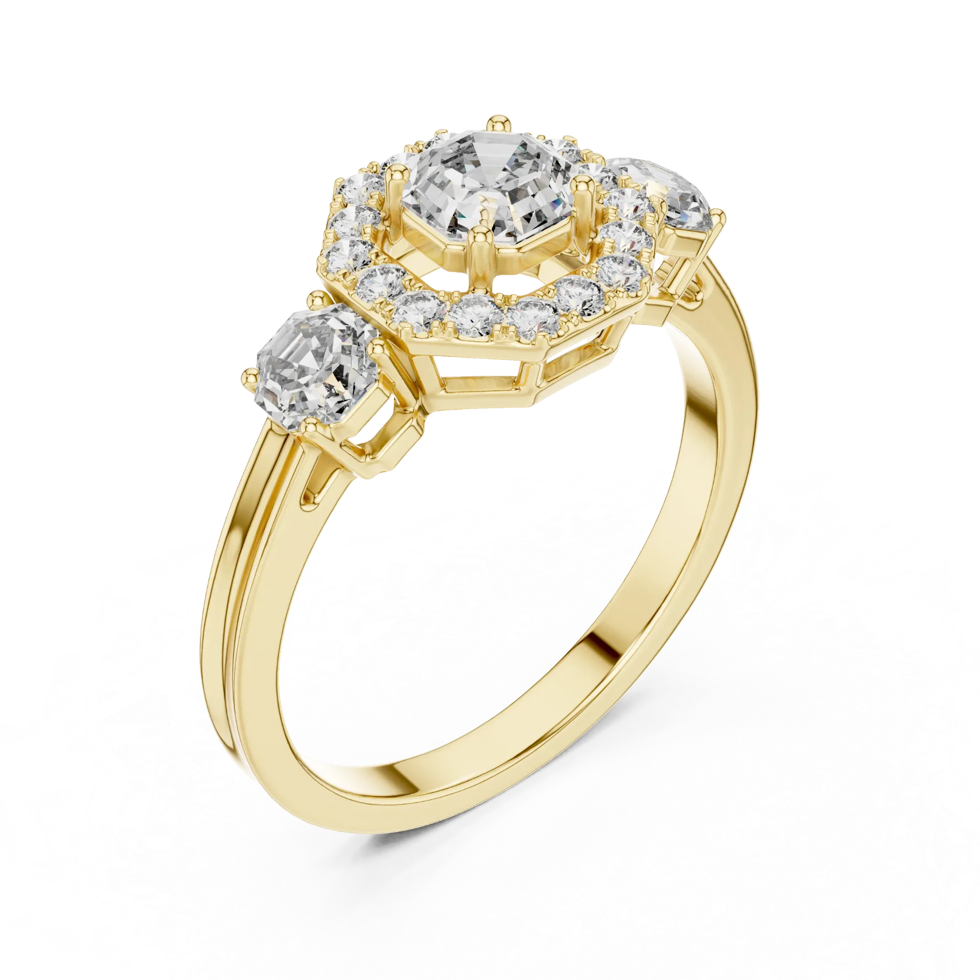 1.30ct Asscher Halo Trilogy-BYR2029