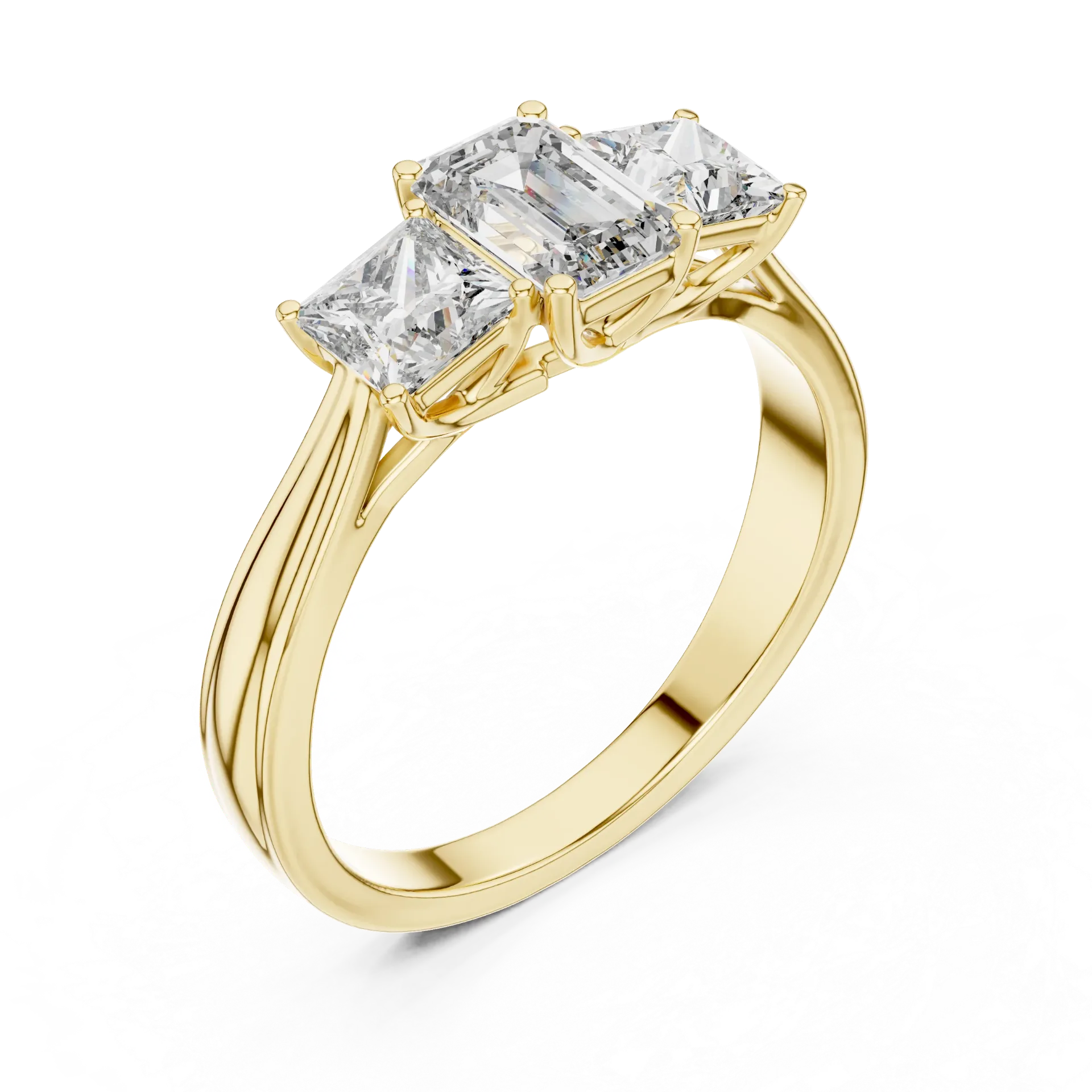 Emerald & Princess Trilogy Ring (Yellow)