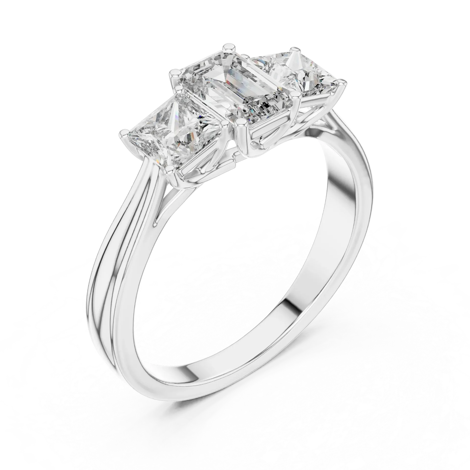 Architectural Emerald & Princess Trilogy Ring