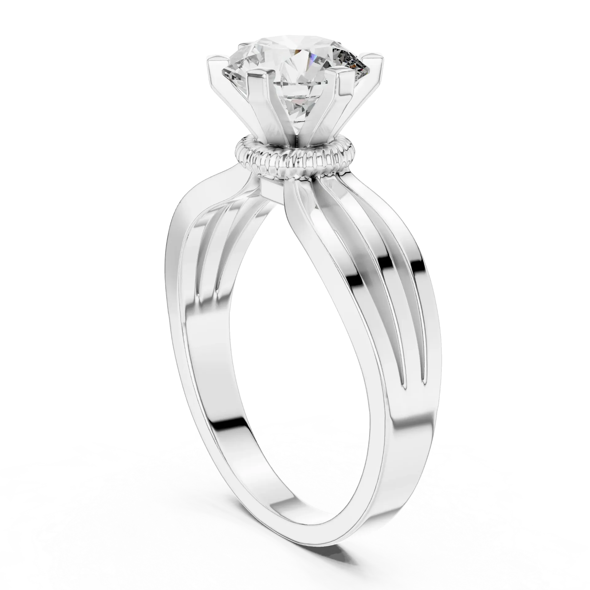 1ct Triple-Split Hidden Crown Solitaire Ring