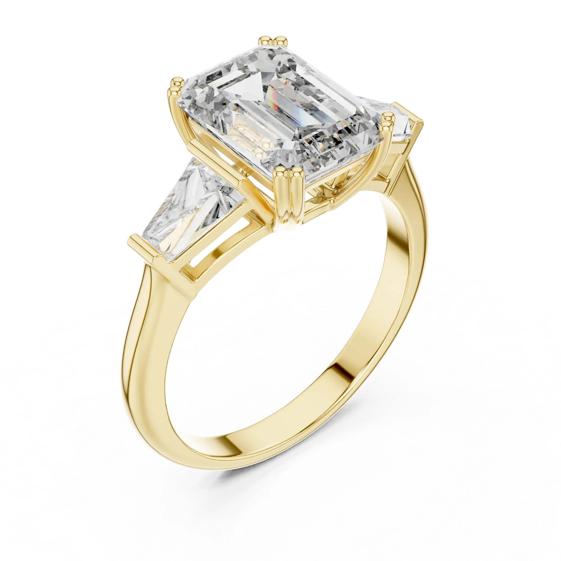 Classic Emerald & Baguette Trilogy Ring