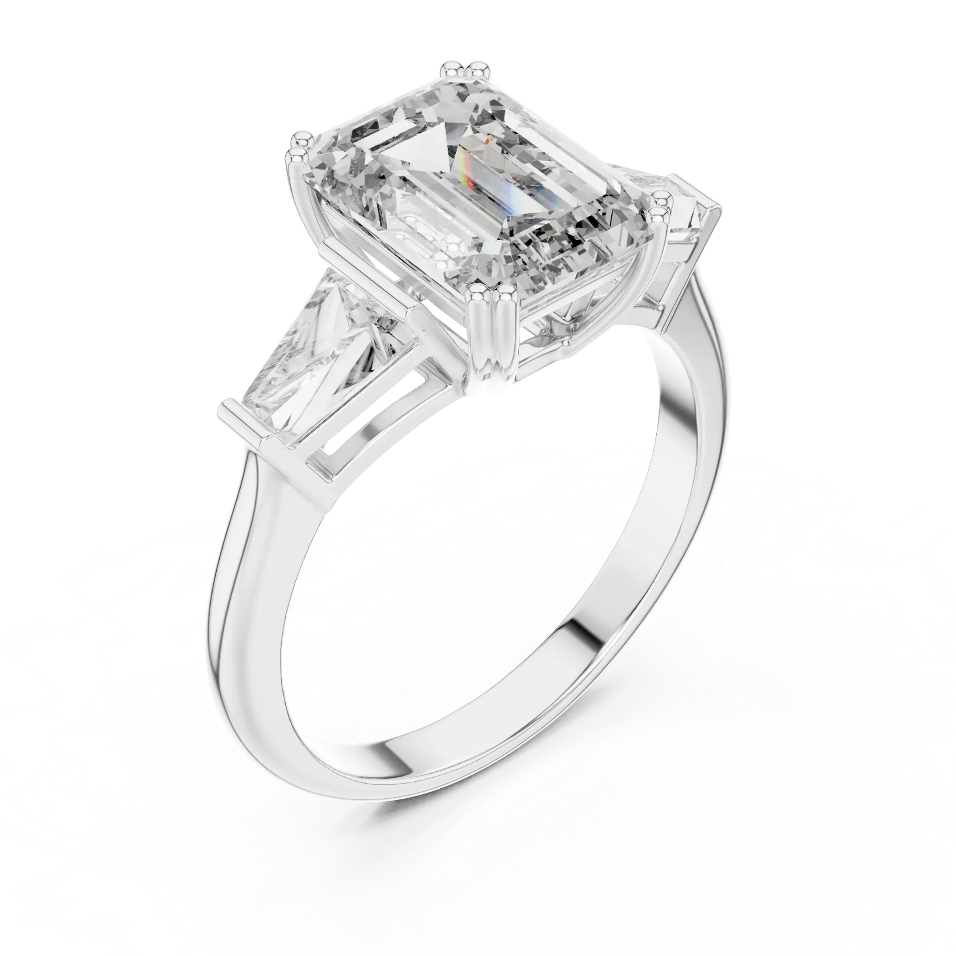 Classic Emerald & Baguette Trilogy Ring