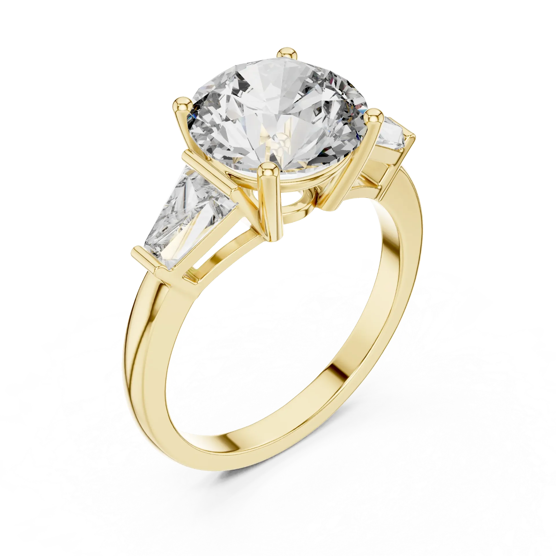 4.25ct Brilliant Round & Baguette Three-Stone Ring (Yellow)