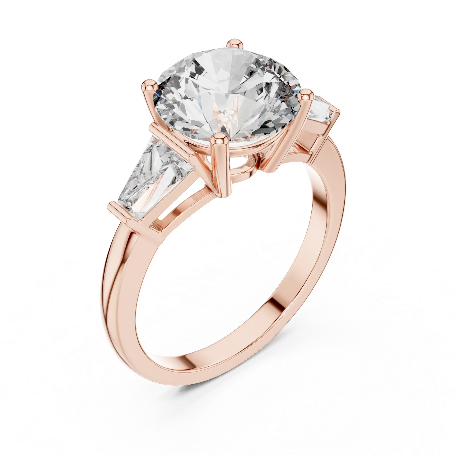 4.25ct Brilliant Round & Baguette Three-Stone Ring