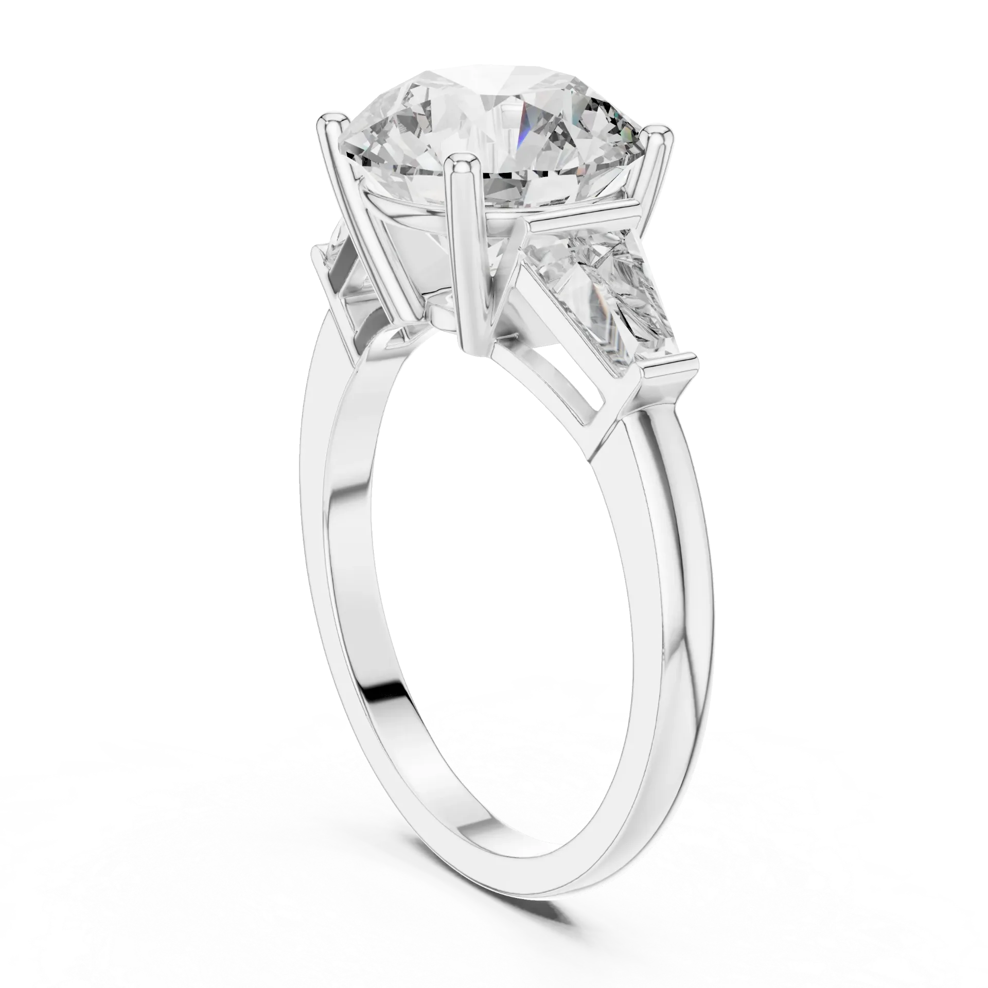 4.25ct Brilliant Round & Baguette Three-Stone Ring