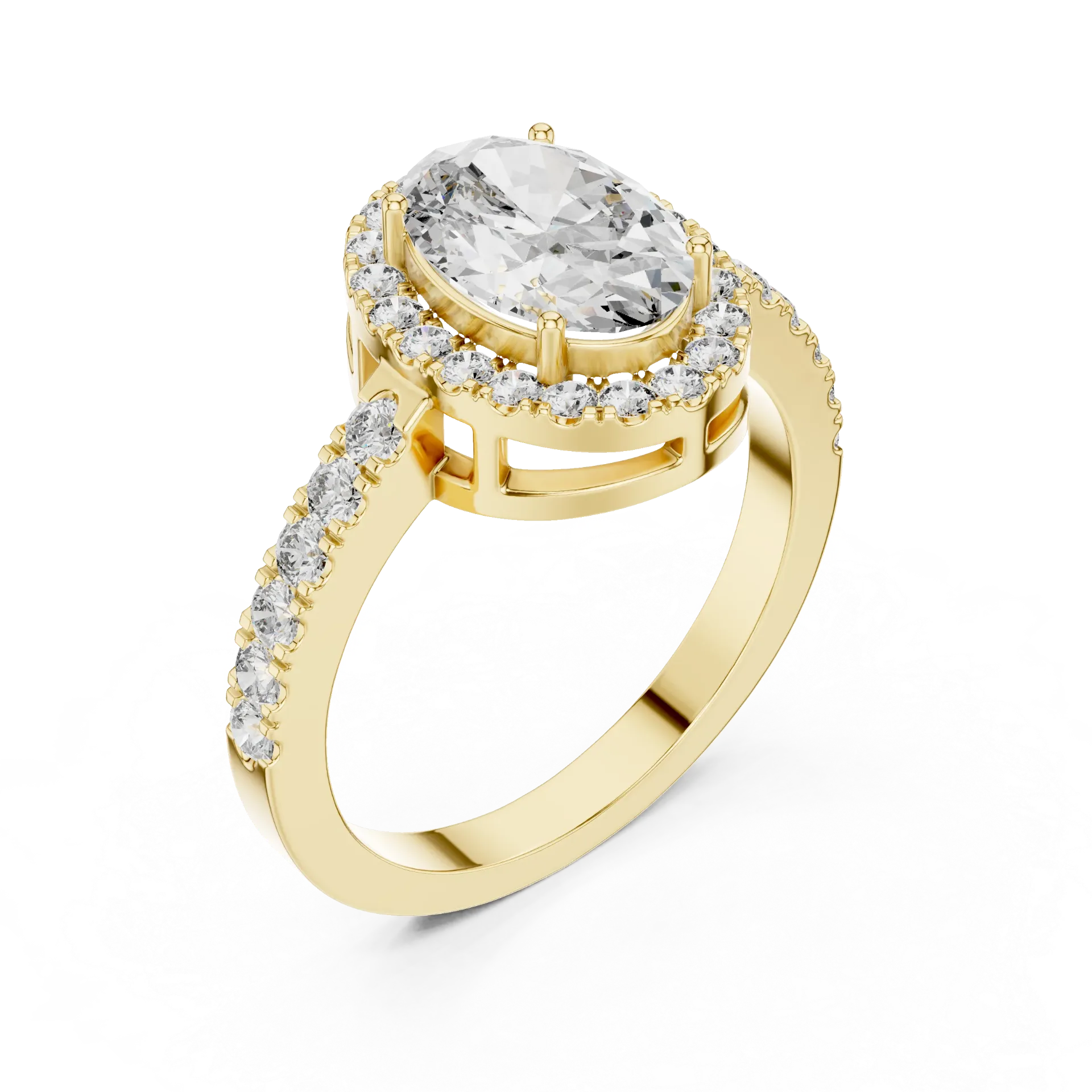 1ct Oval Halo Pavé Ring (Yellow)