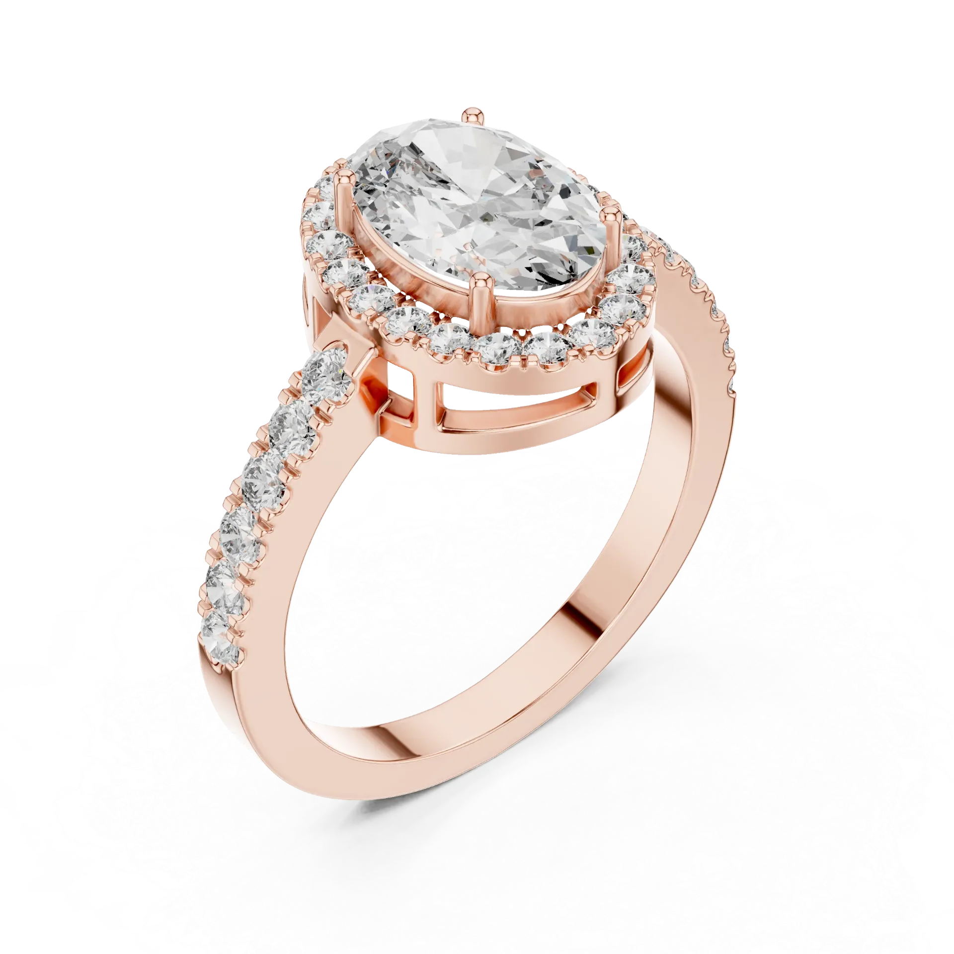 1ct Oval Halo Pavé Ring