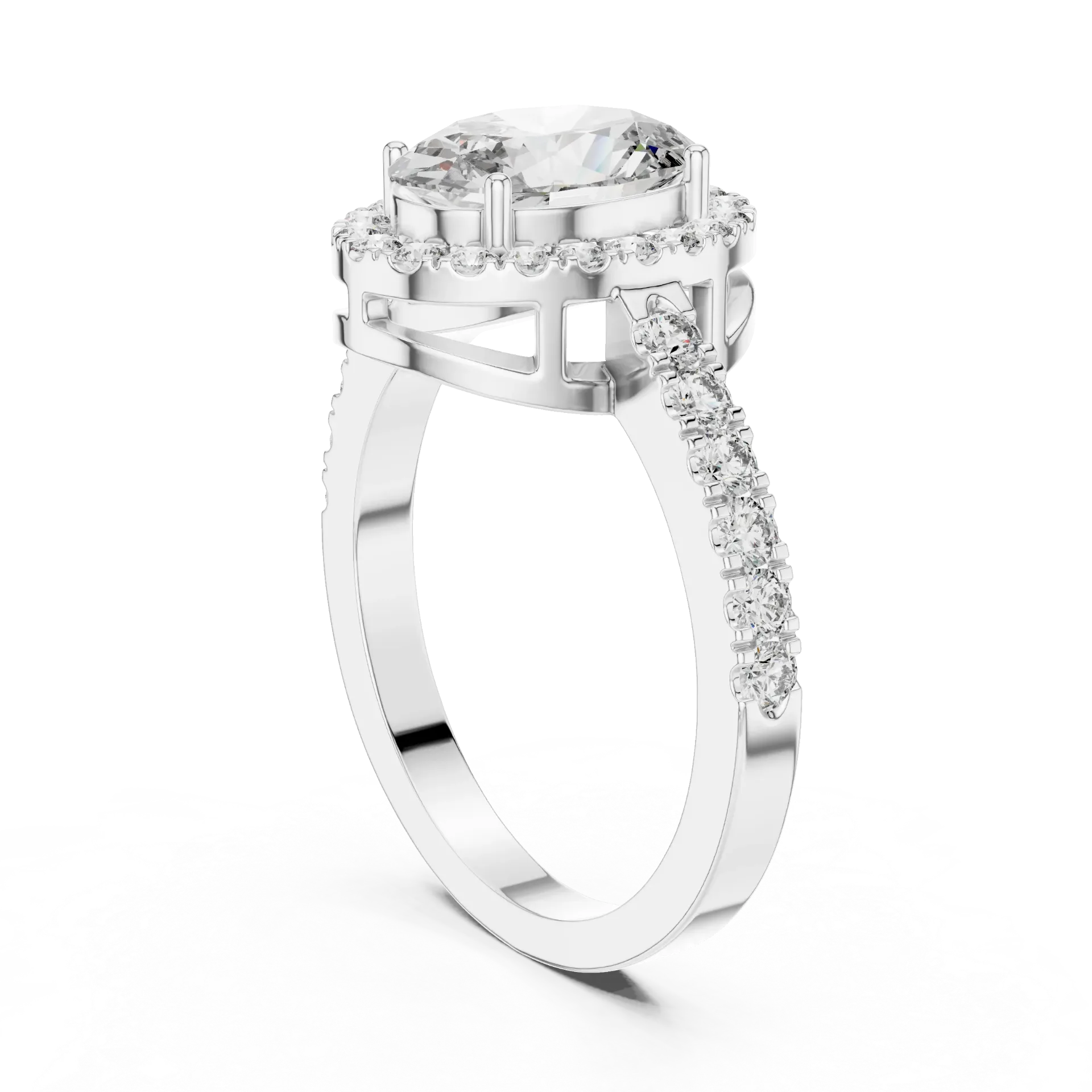 1ct Oval Halo Pavé Ring