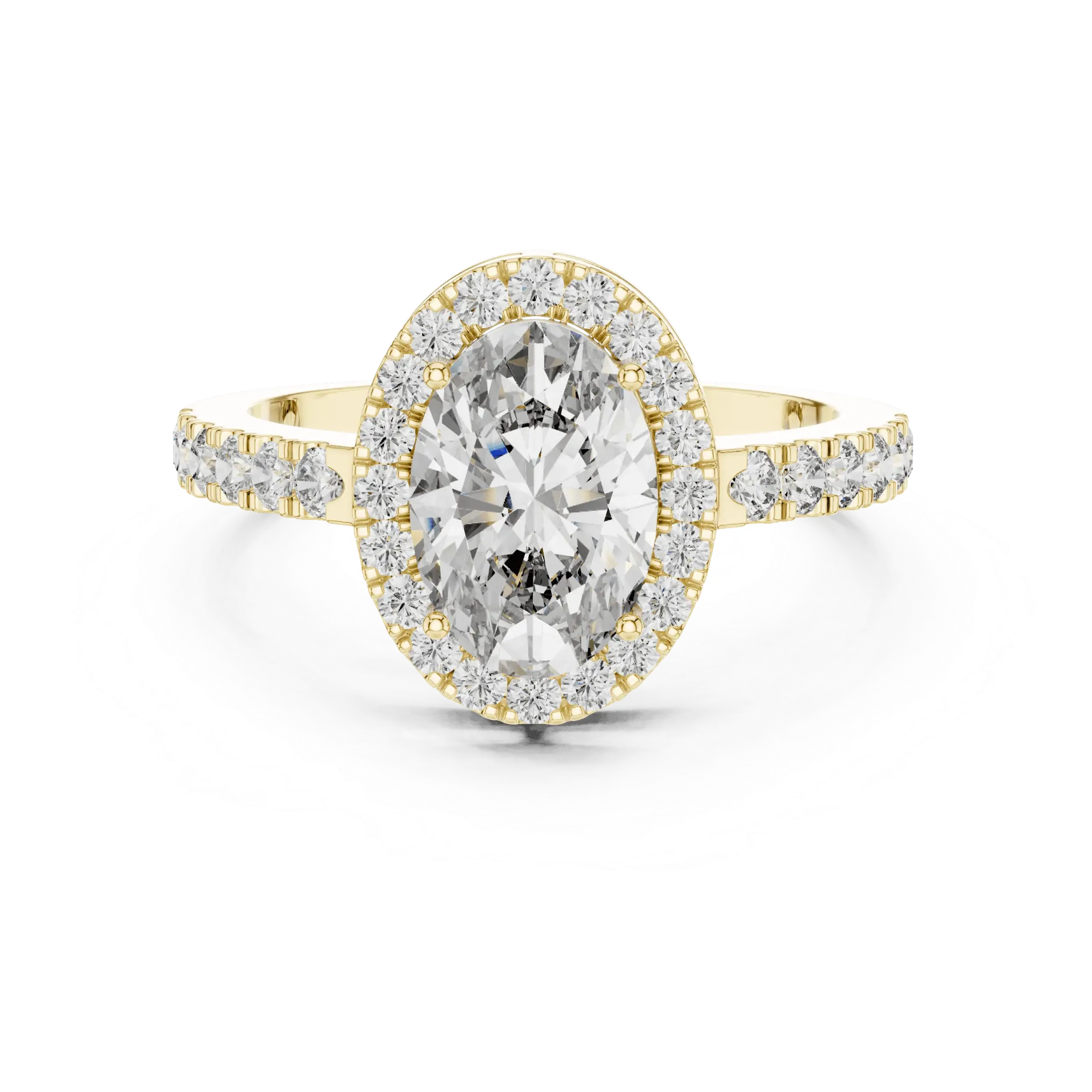 Classic Oval Halo Pavé Ring (Yellow)