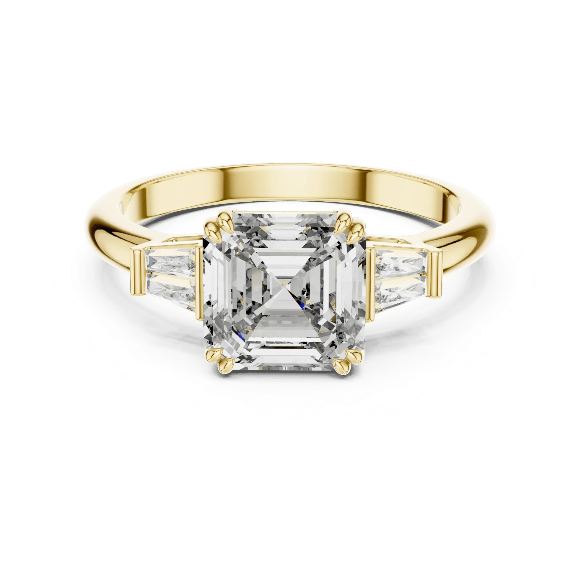 1.30ct Asscher & Tapered Baguette Trilogy Ring
