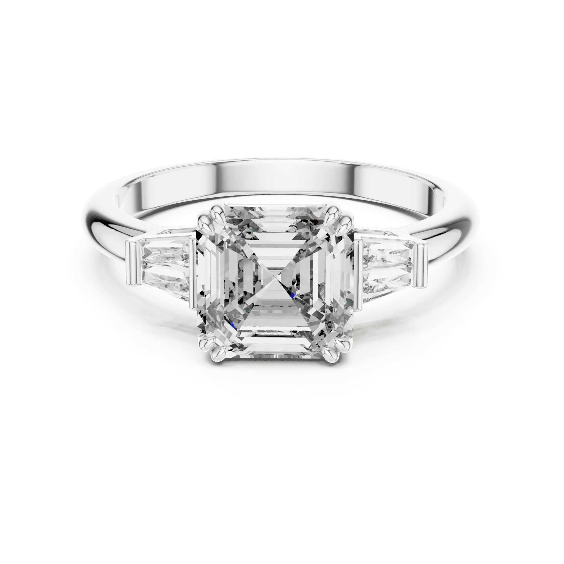 Asscher & Tapered Baguette Trilogy Ring