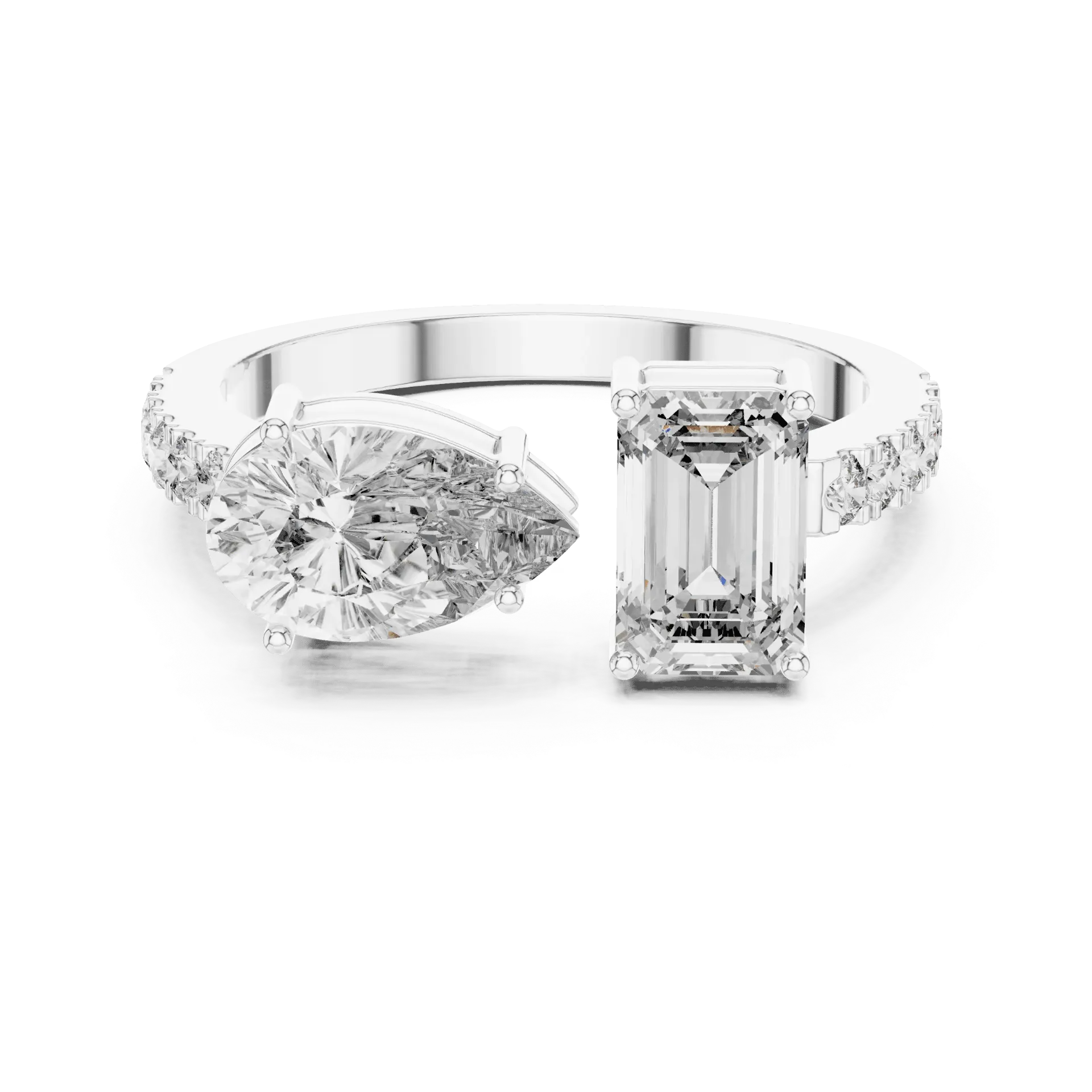 1.25ct Pear & Emerald Toi et Moi Ring