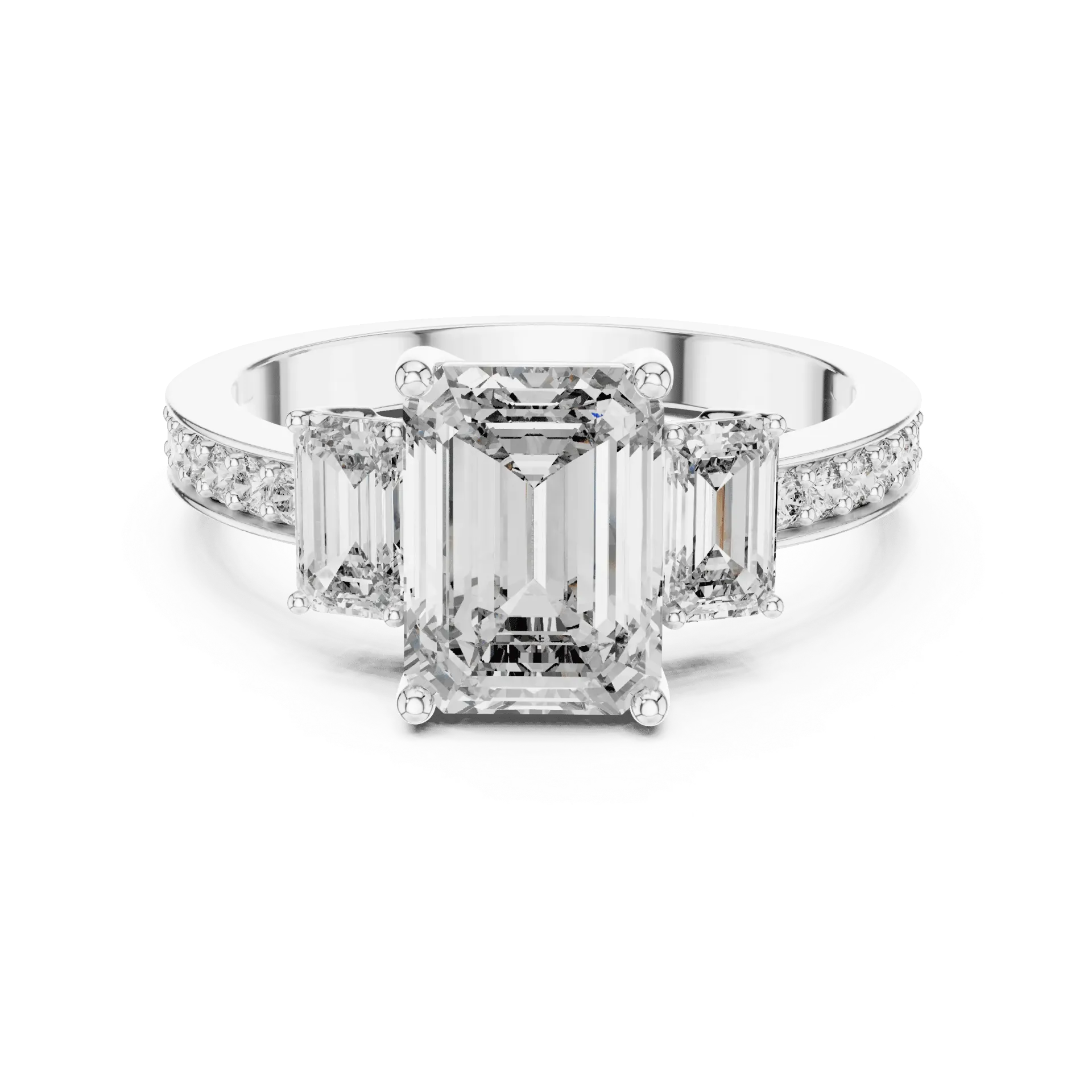 2.80ct Emerald Trilogy Pavé Ring