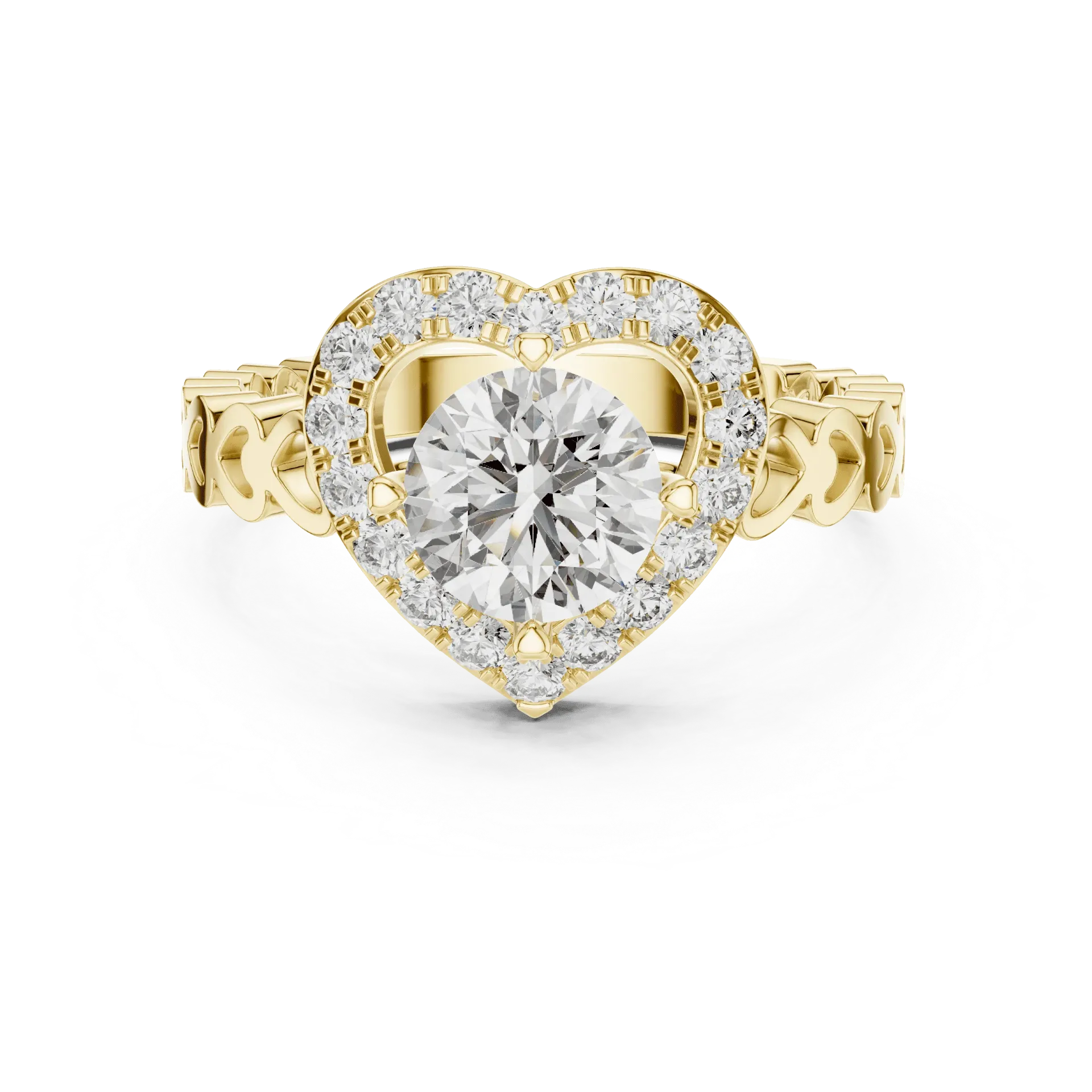 Whimsical Heart Halo Ring (Yellow)