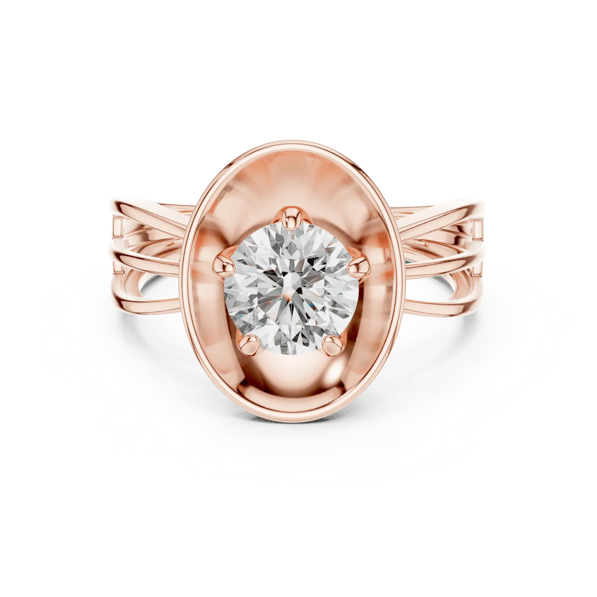 2ct Sculptural Shield Solitaire Ring