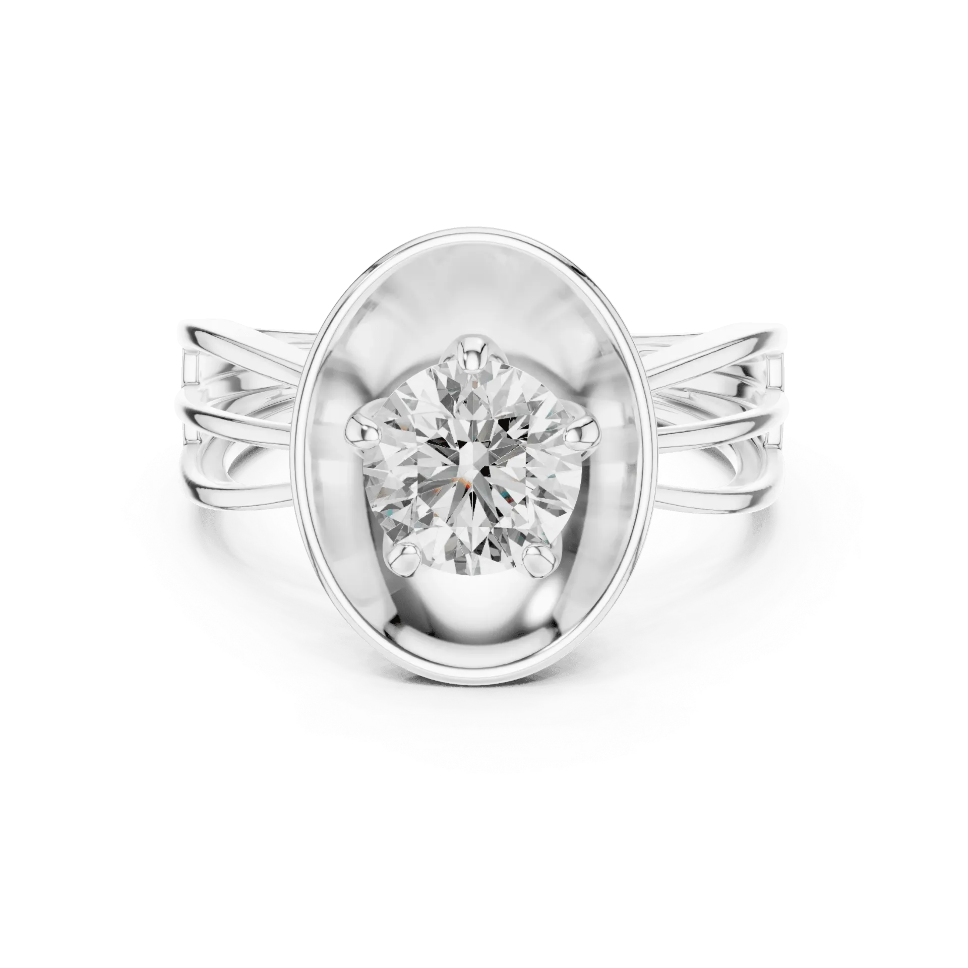 2ct Sculptural Shield Solitaire Ring