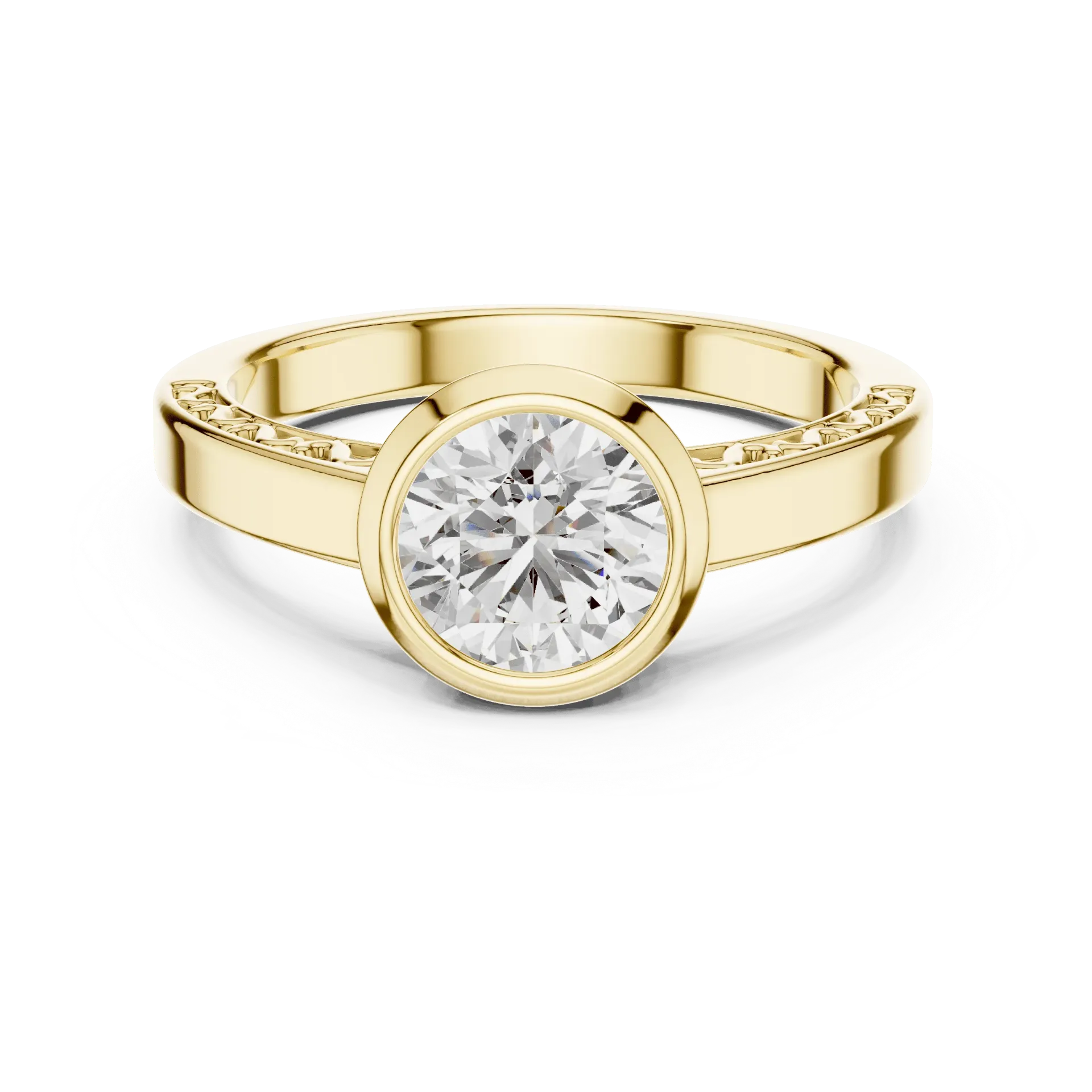 2ct Engraved Bezel Solitaire Ring (Yellow)