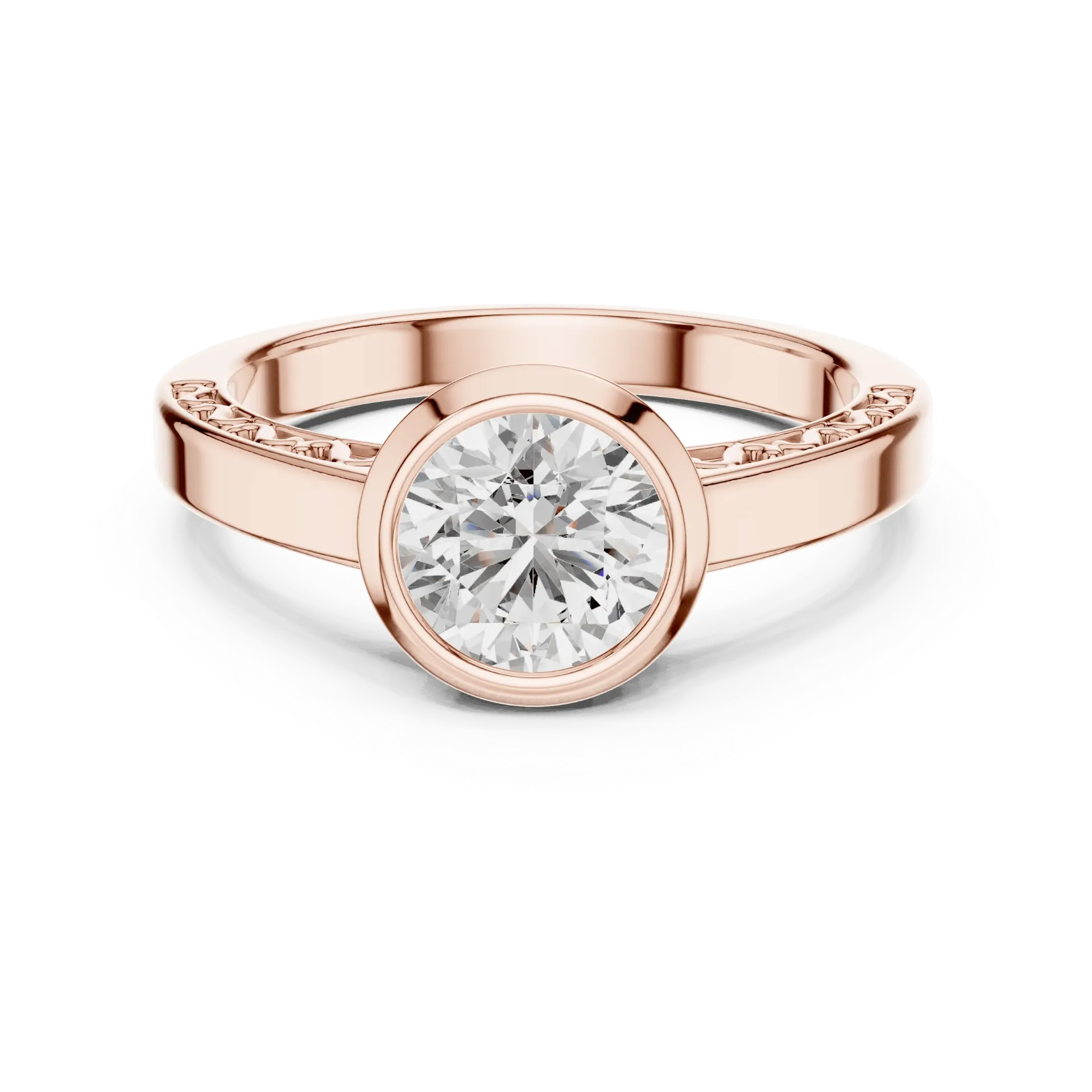 2ct Engraved Bezel Solitaire Ring