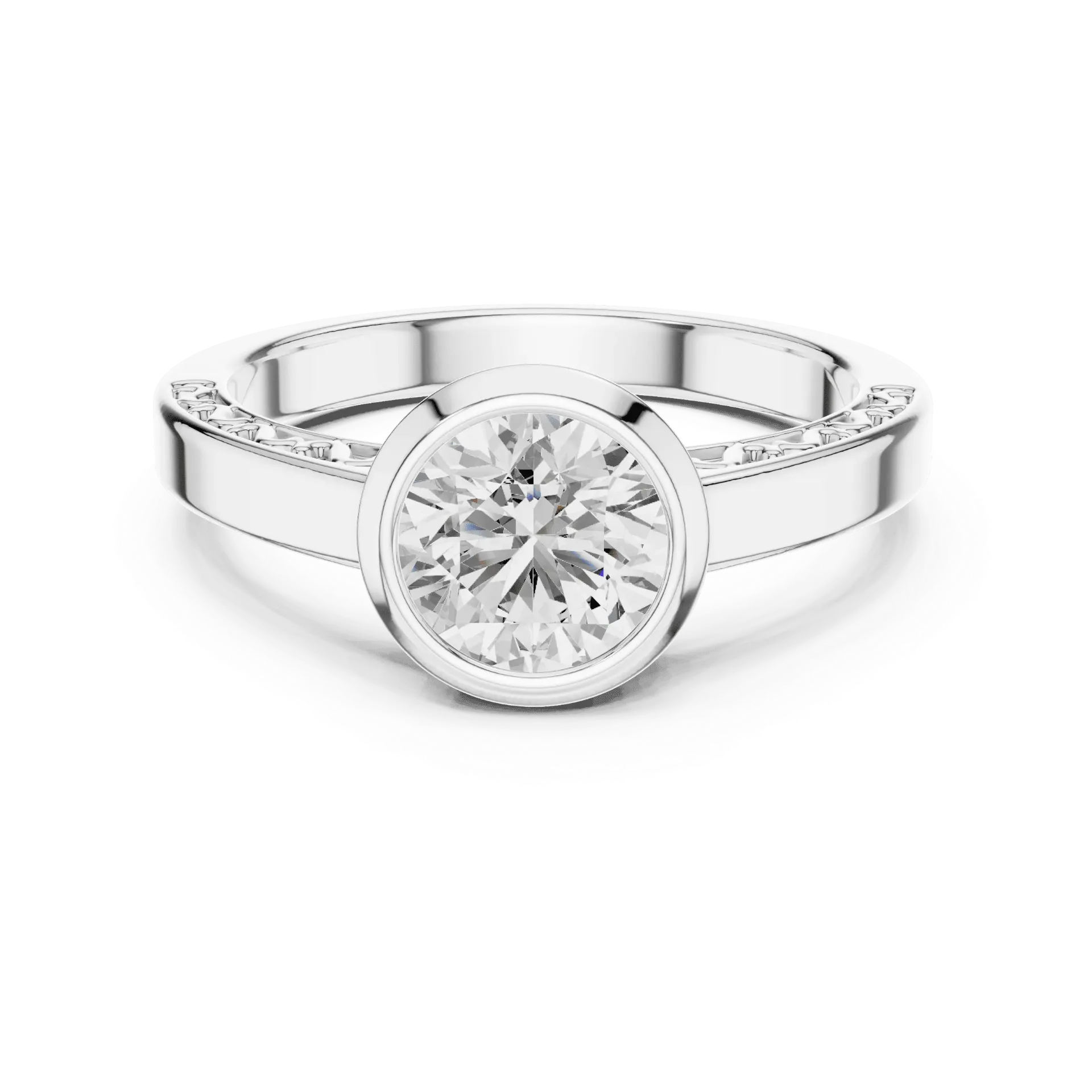 2ct Engraved Bezel Solitaire Ring