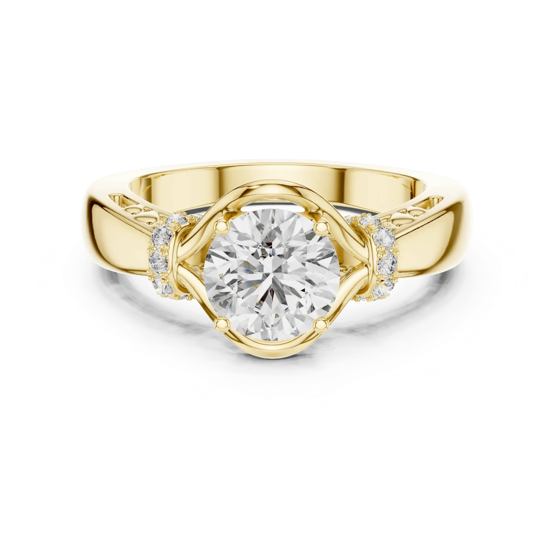 2.10ct Intertwining Swirl Solitaire Ring (Yellow)