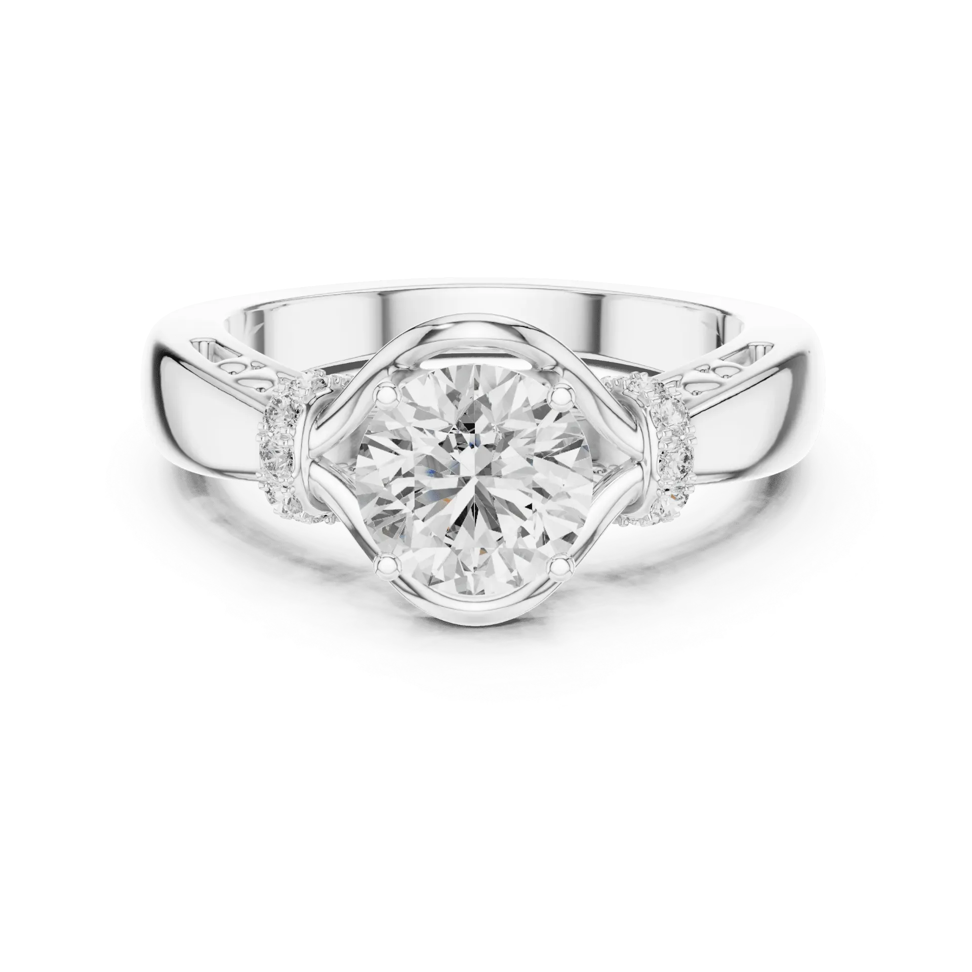 2.10ct Intertwining Swirl Solitaire Ring