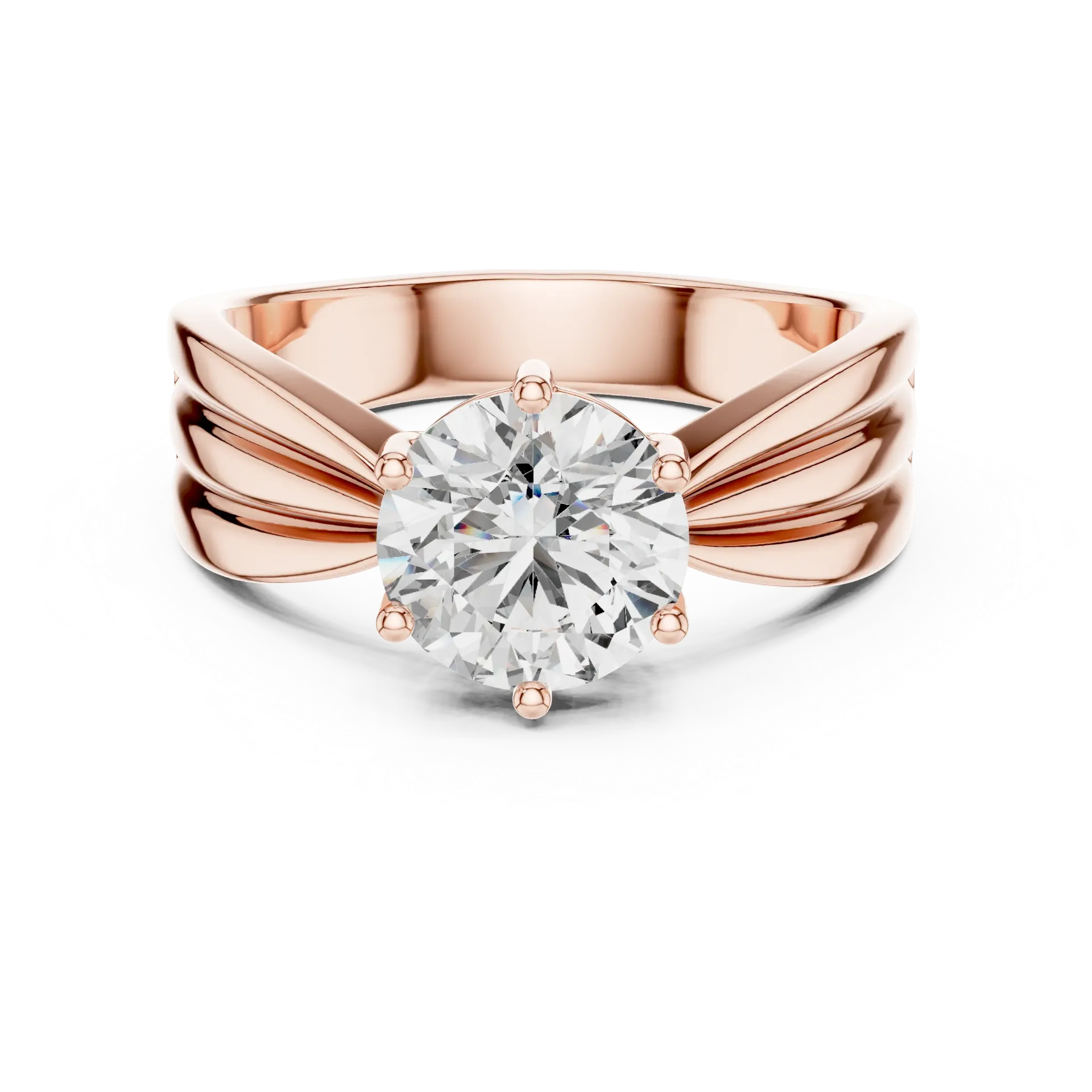 3.05ct Sculptural Fluted Solitaire Ring