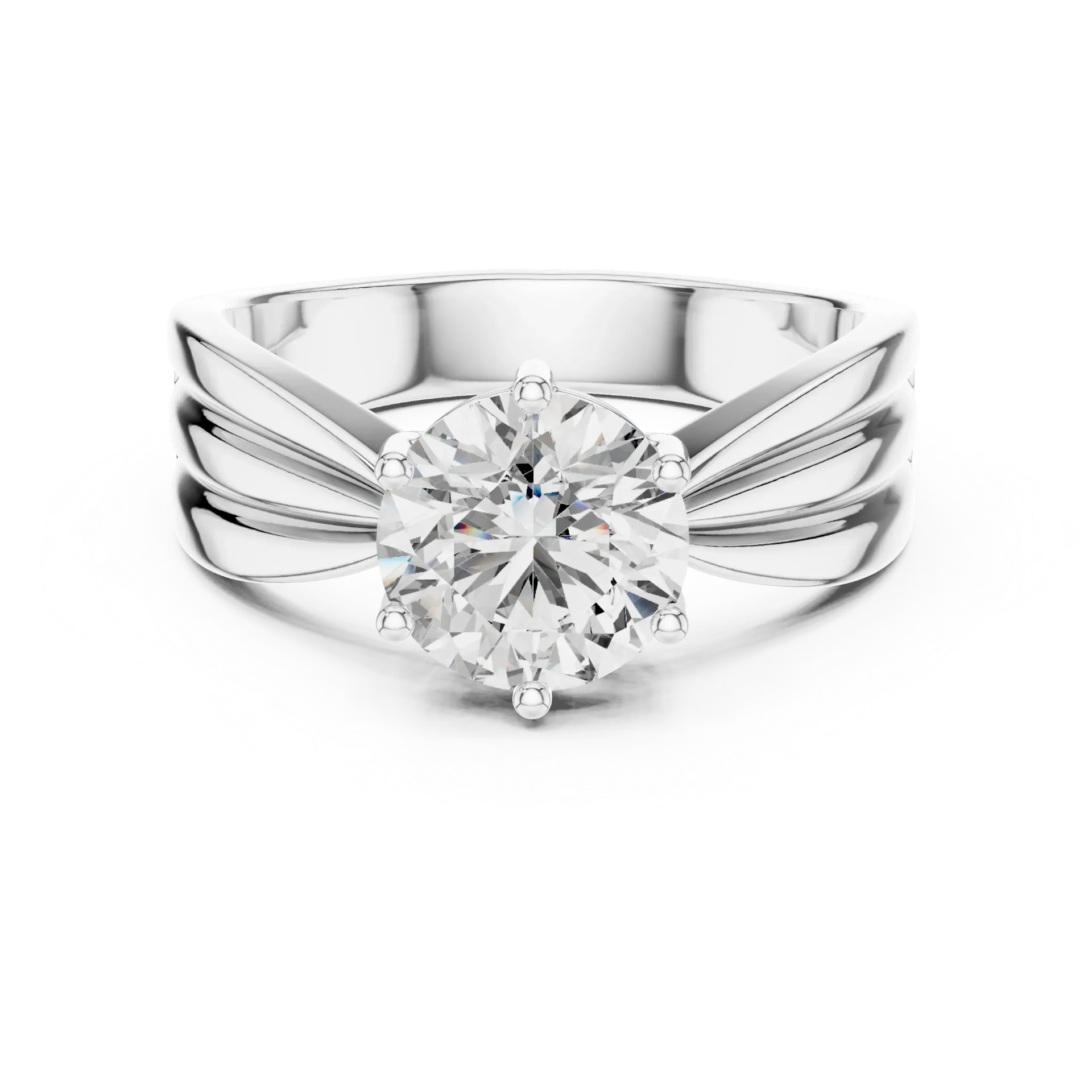 3.05ct Sculptural Fluted Solitaire Ring