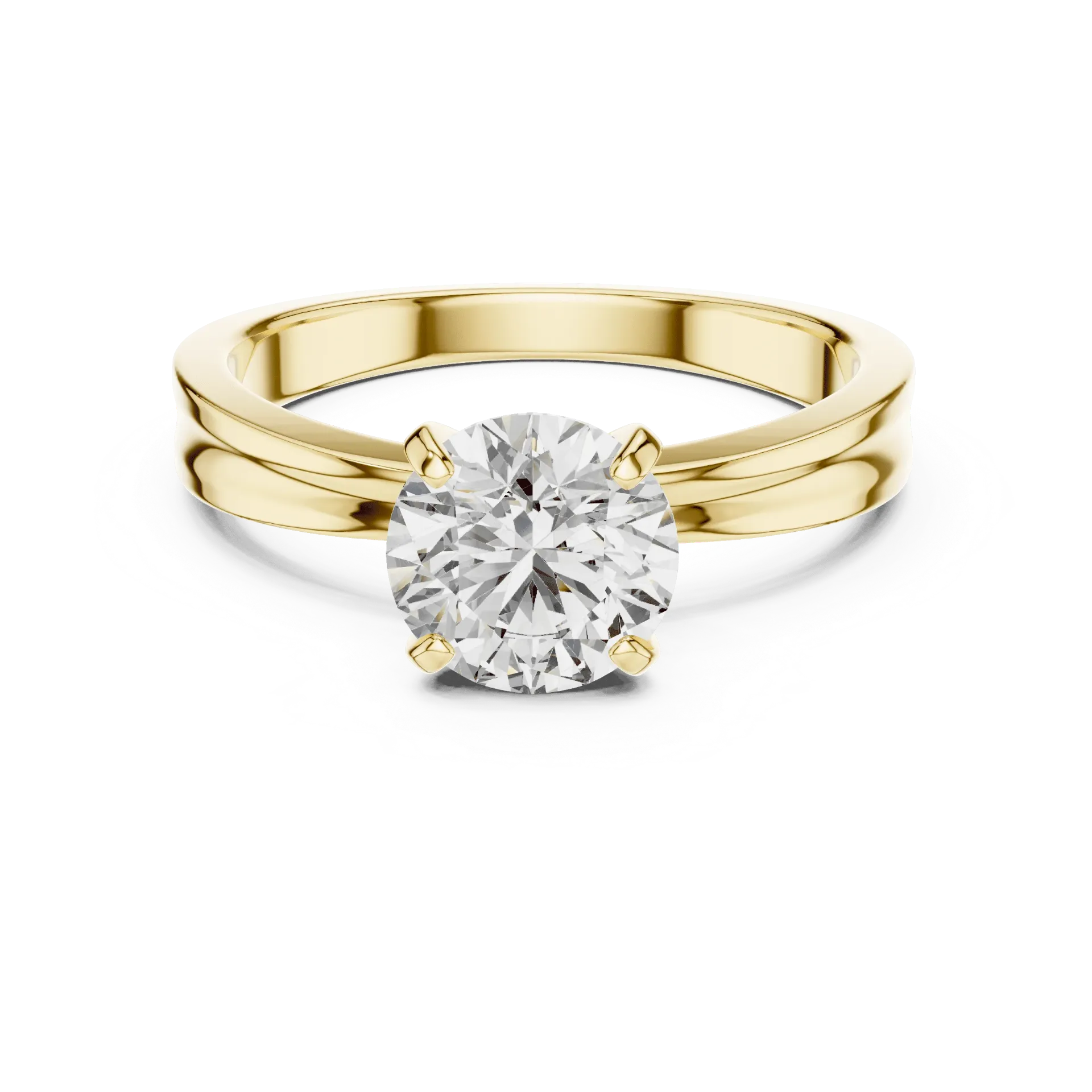 1ct Modern Grooved Solitaire Ring