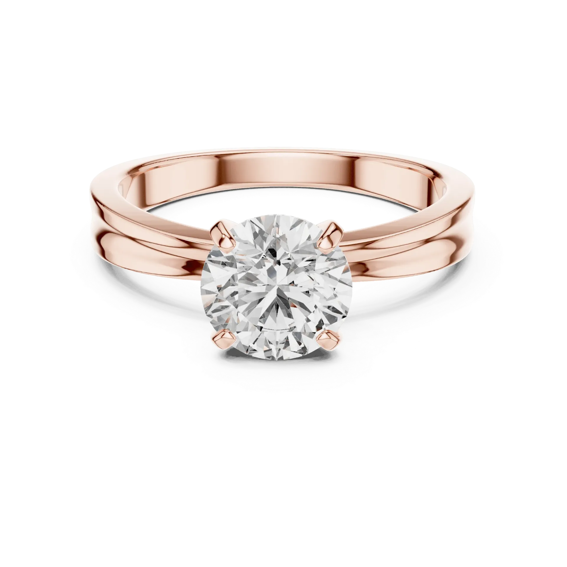 1ct Modern Grooved Solitaire Ring