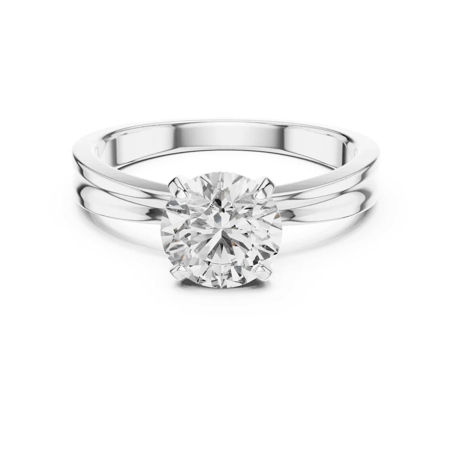 1ct Modern Grooved Solitaire Ring