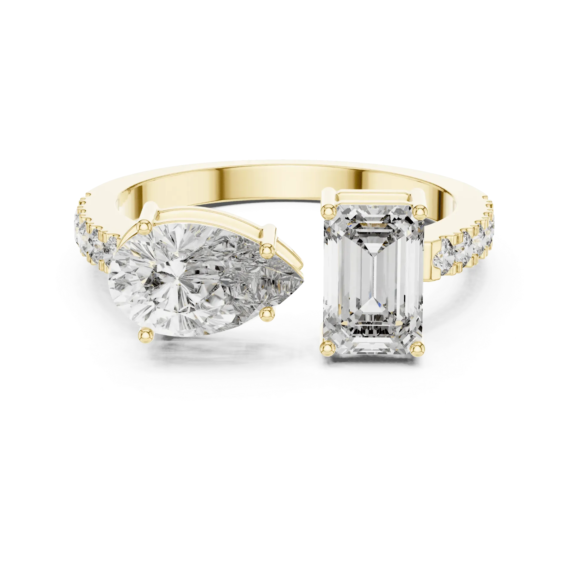 Pear & Emerald Toi et Moi Ring