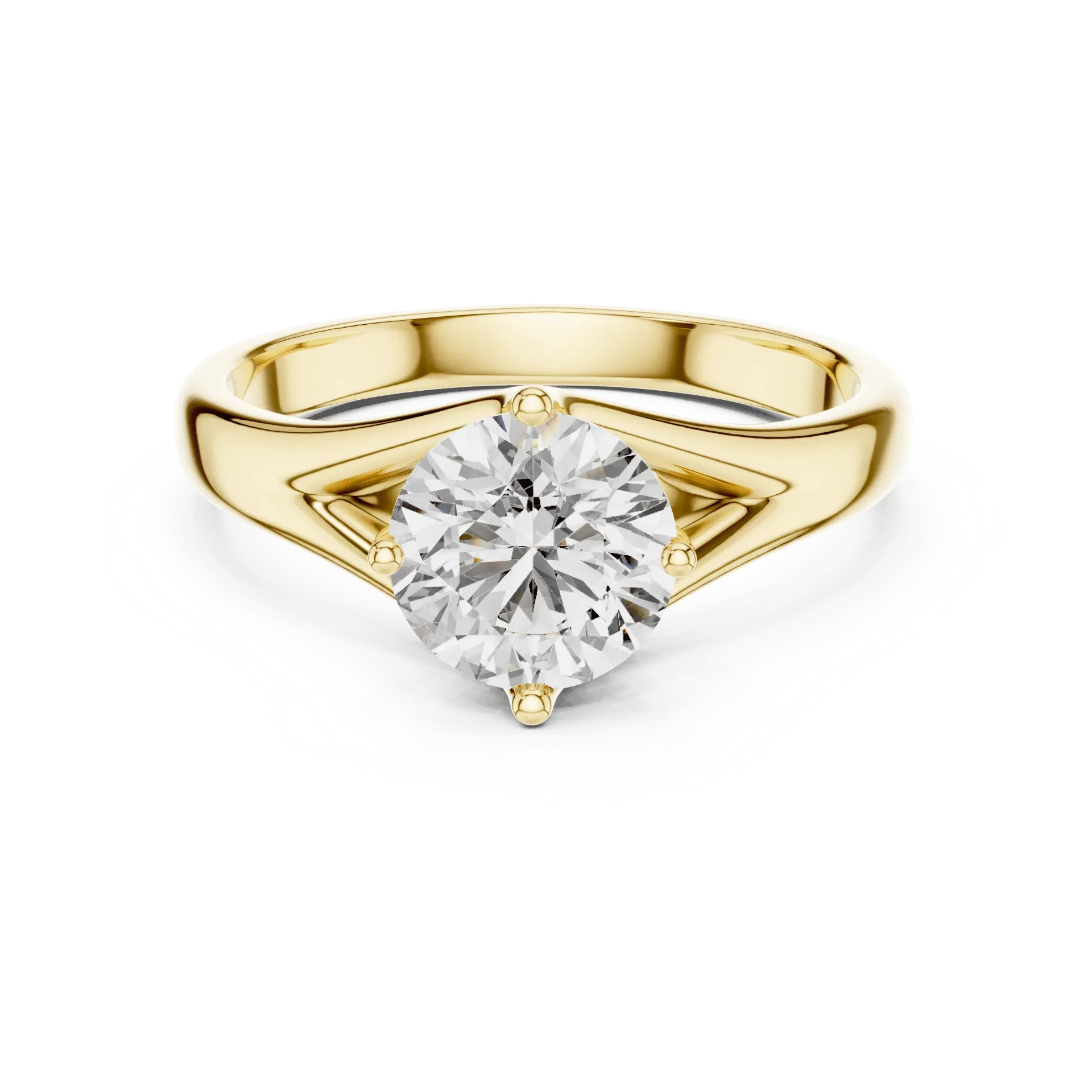 Fluid Split-Shank Solitaire Ring (Yellow)