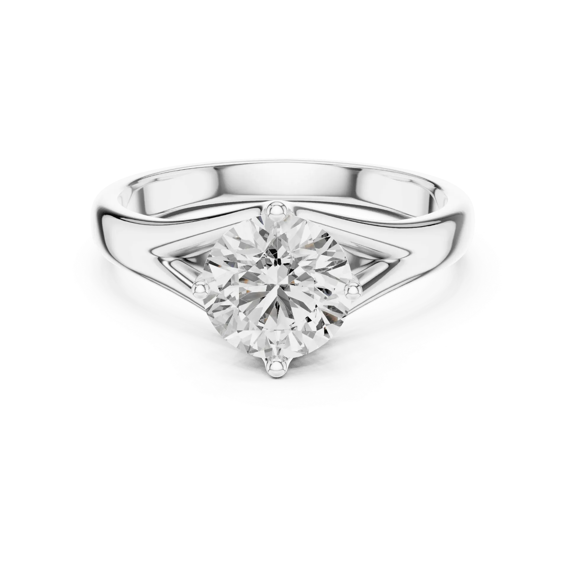 Fluid Split-Shank Solitaire Ring