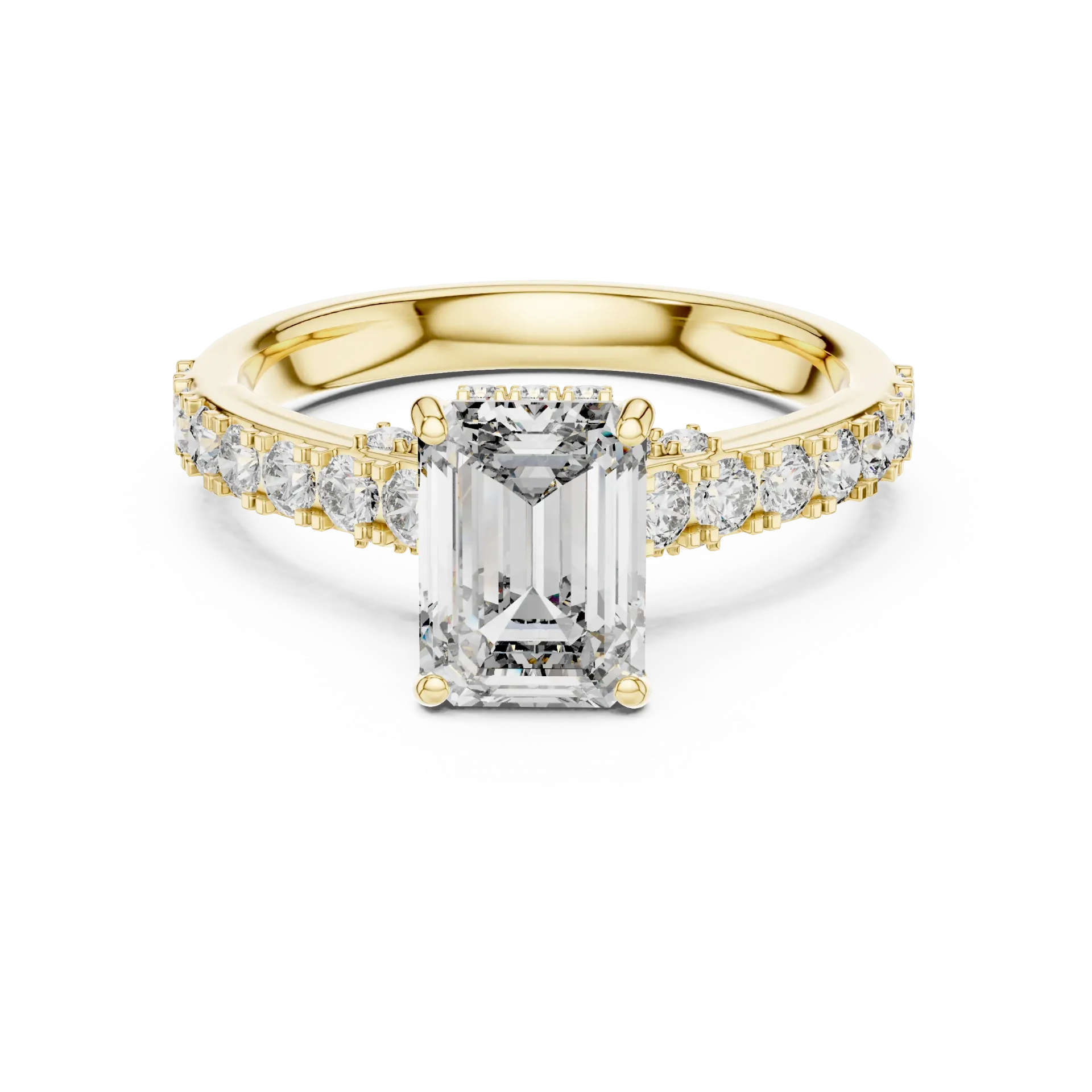 Royal Emerald Pavé Solitaire Ring (Yellow)