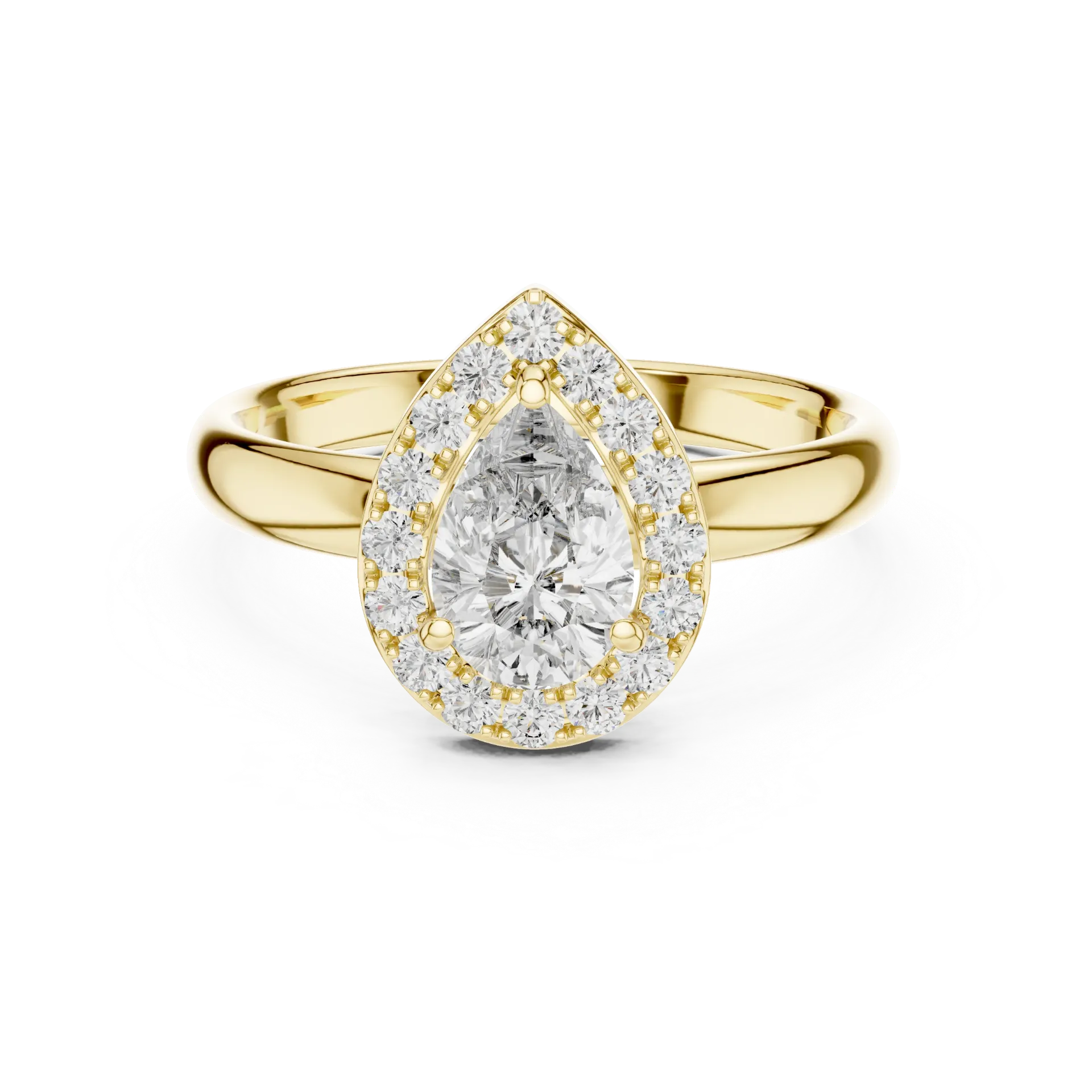 1ct Classic Pear Halo Ring (Yellow)