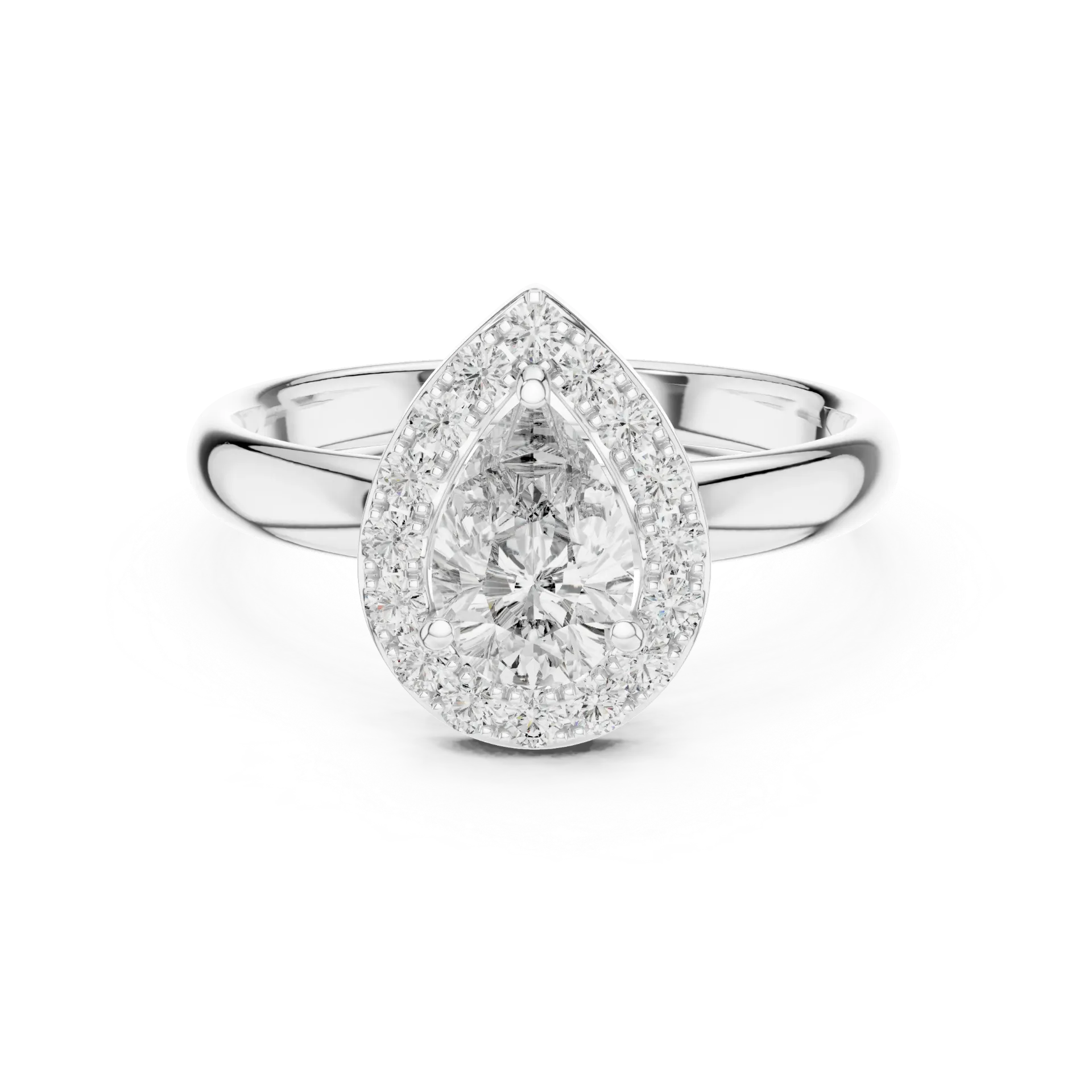 1ct Classic Pear Halo Ring