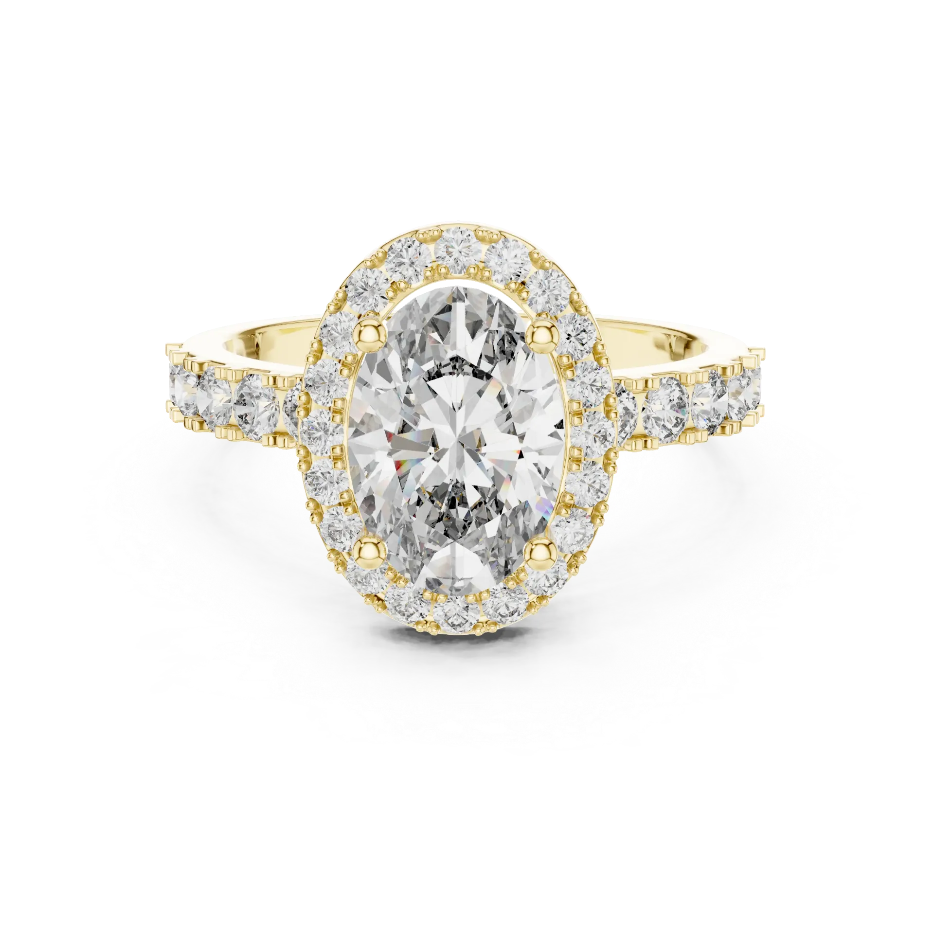 Brilliant Oval Pavé Halo Ring (Yellow)