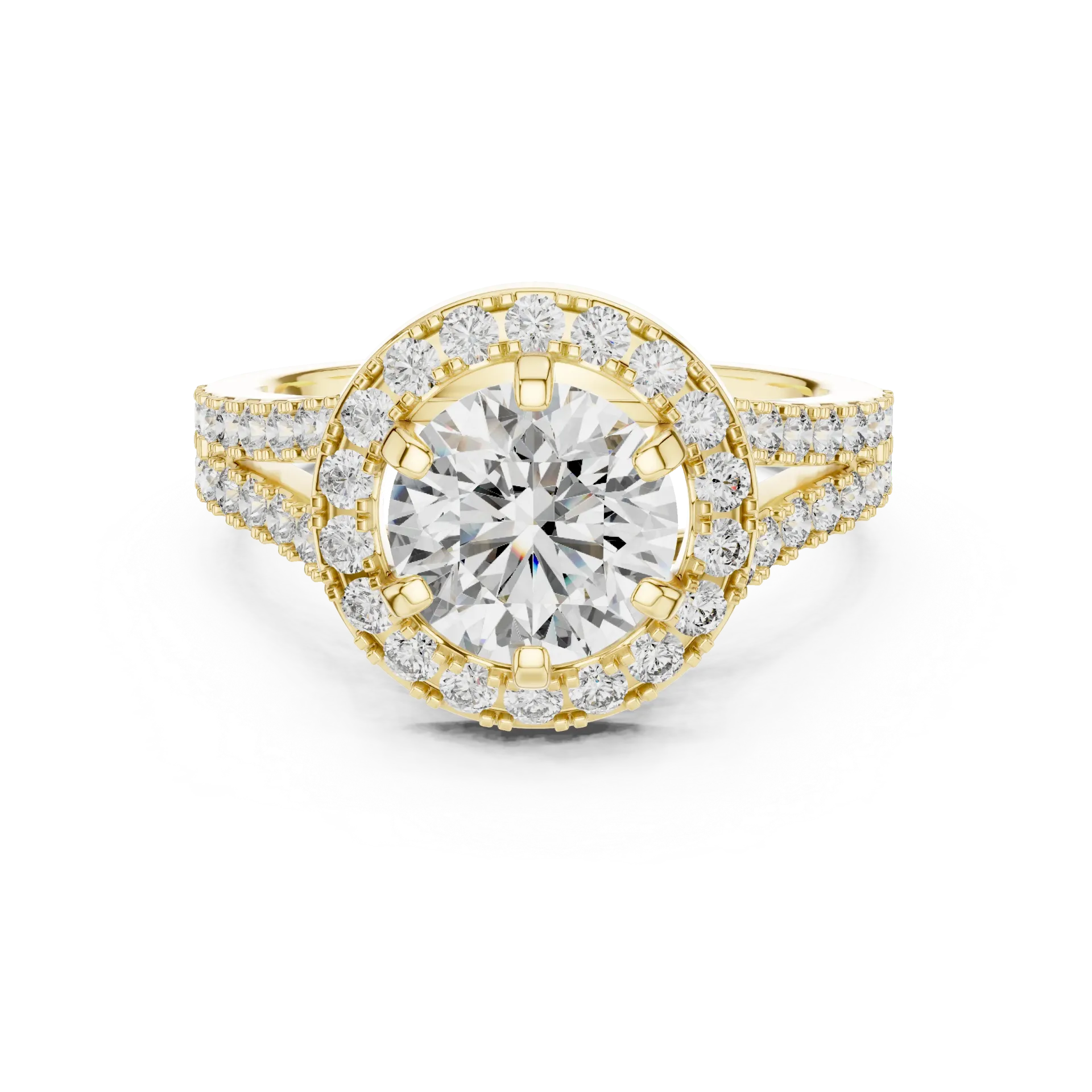 2.05ct Brilliant Split-Shank Halo Ring (Yellow)