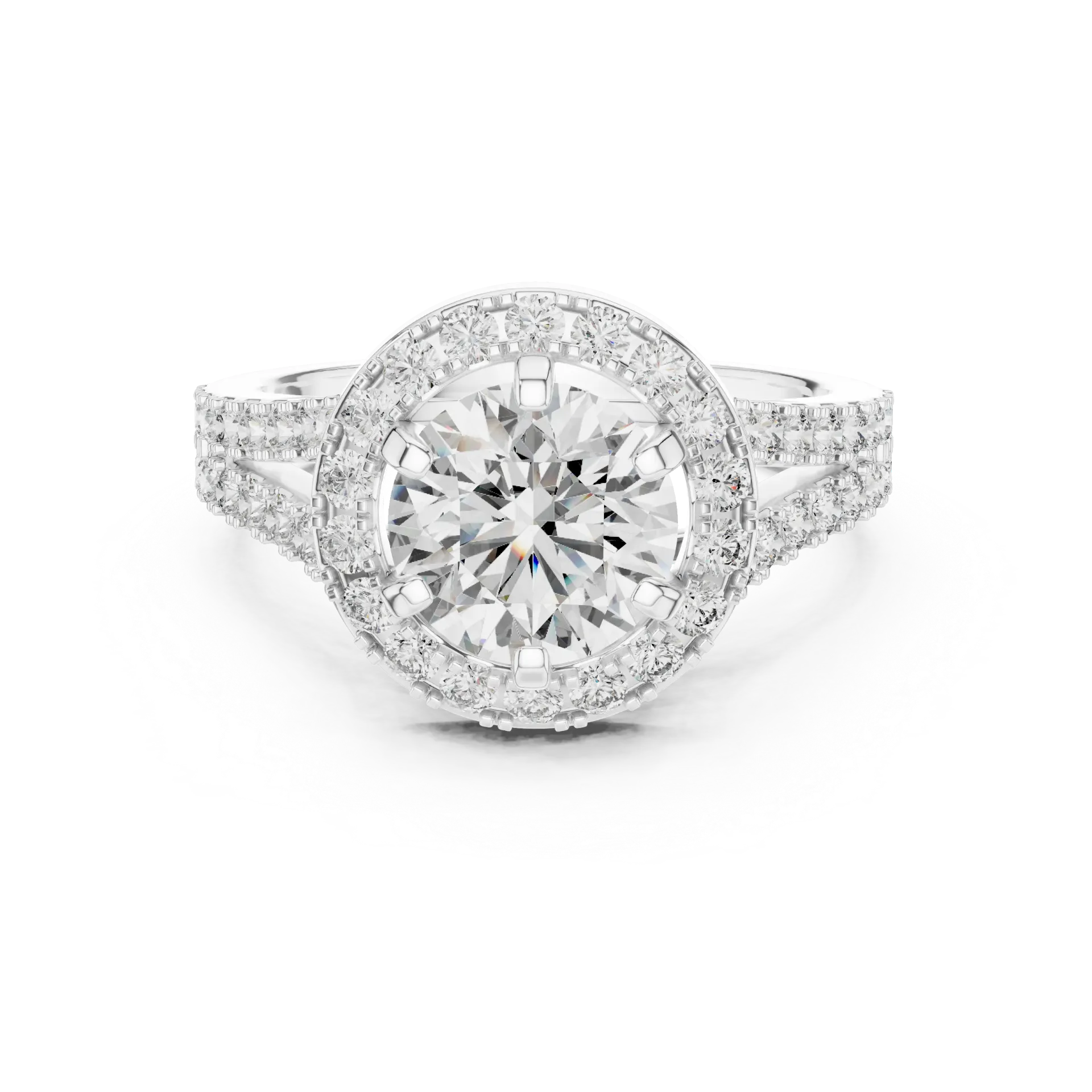 2.05ct Brilliant Split-Shank Halo Ring