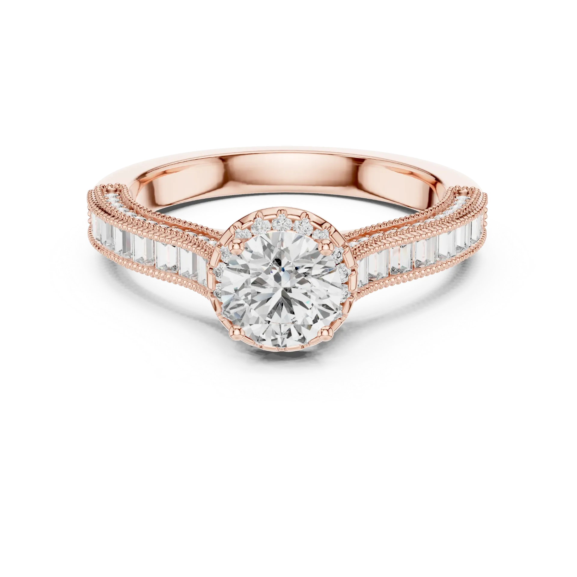 1.45ct Art Deco Milgrain & Baguette Ring